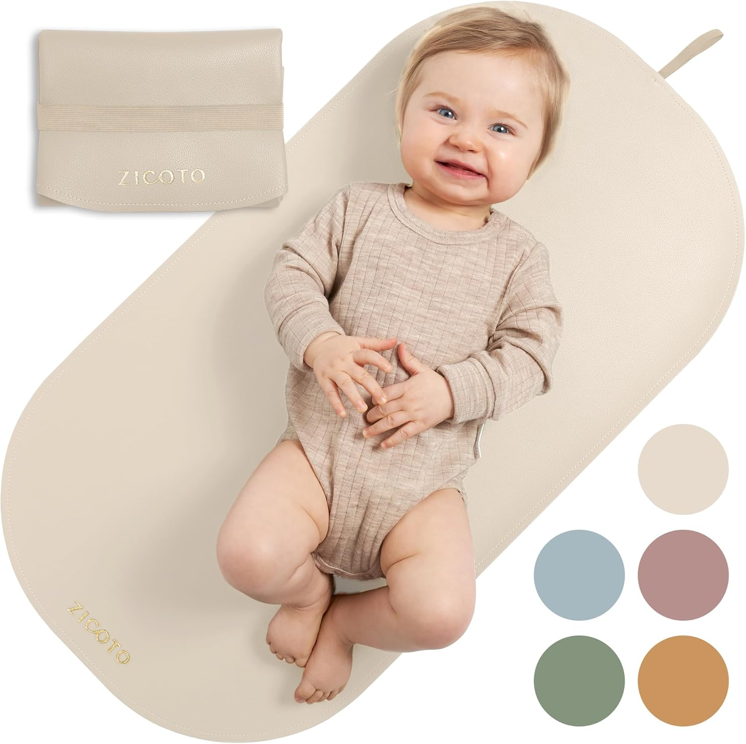 Stylish Vegan Leather Changing Pad for Your Baby - Soft and Easy to Wipe Clean Changing Mat for On-The-Go or at Home Use - Lightweight and Foldable Mat That Perfectly Fits into Any Diaper Bag