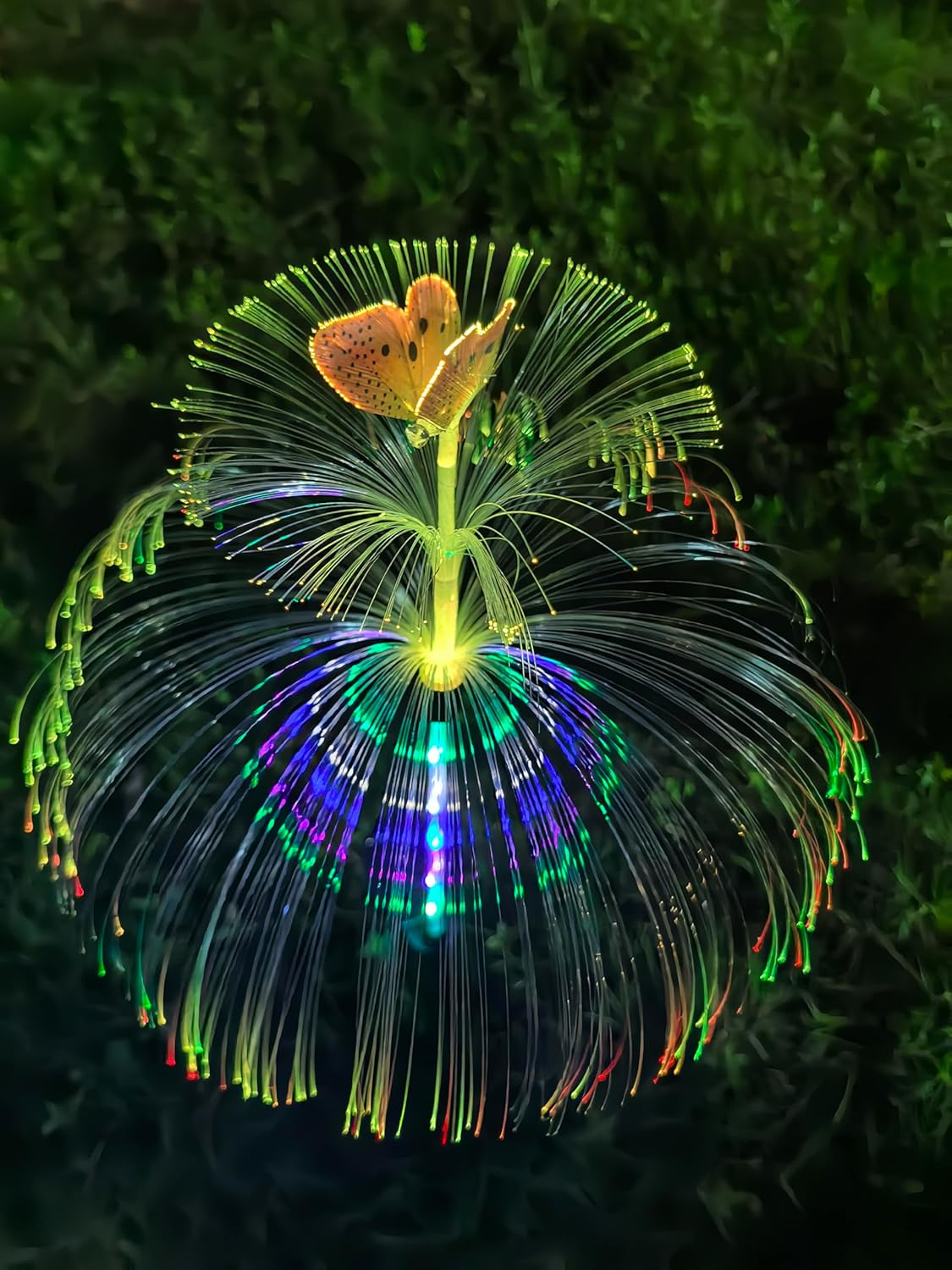 YZYOE 2 Packs LED Solar Double Layer Medulas Butterfly Lights, Seven Colour Gradient Outdoor Yard Decoration Lights, Wireless Twilight to Dawn Waterproof Garden Street Landscape Lamp image number 4