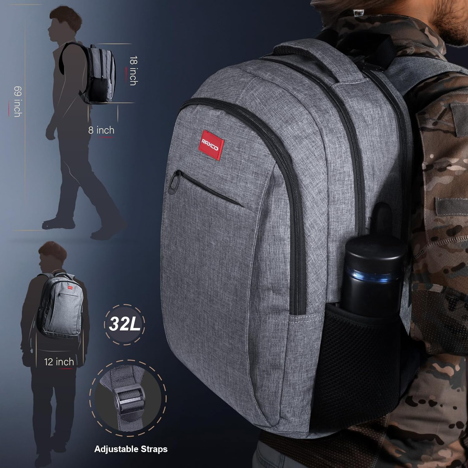 RAXCO Laptop Backpack,Waterproof Travel Backpack with USB Charging Port,Computer Backpack Fits 17'' Laptops for Business College