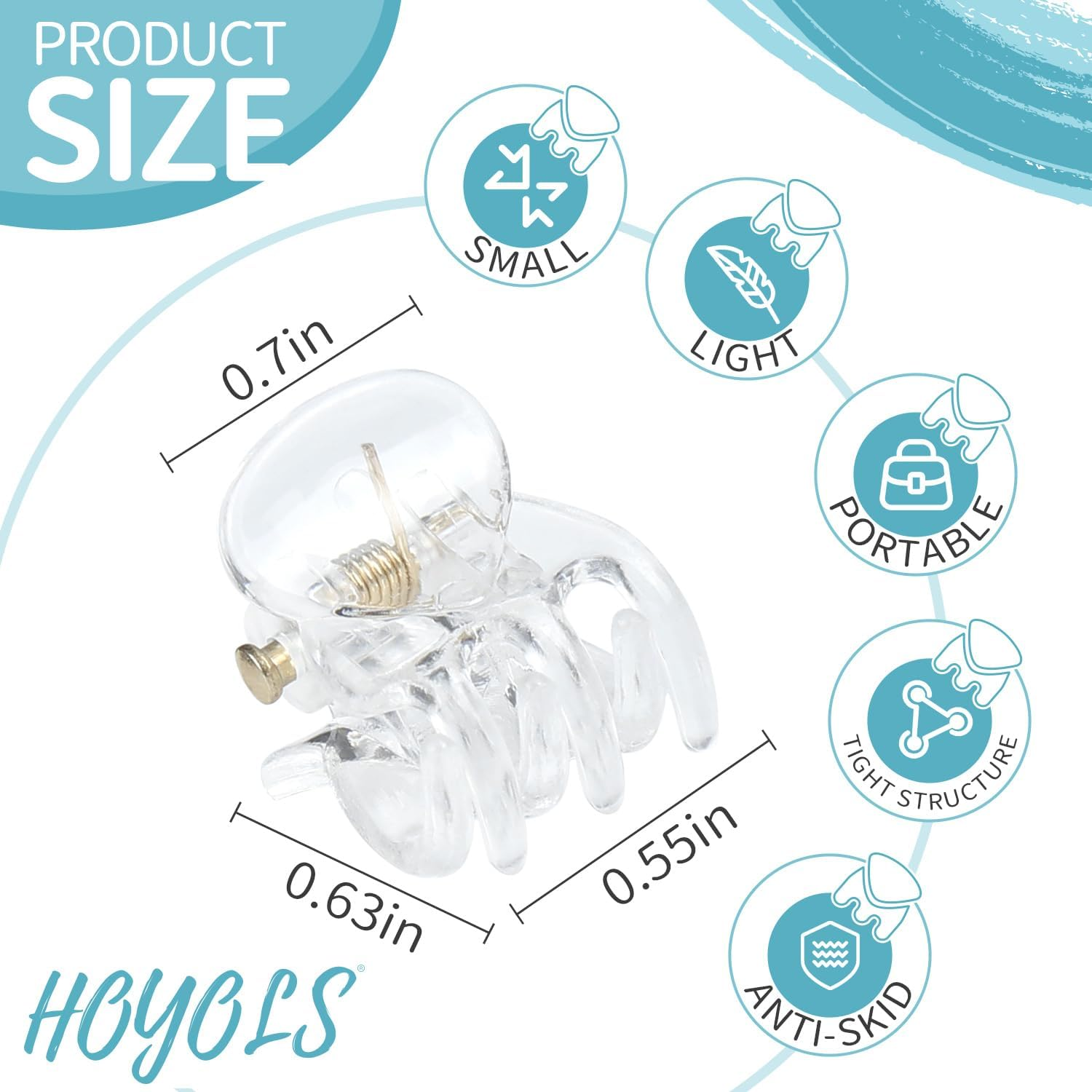 Hoyols Clear Small Hair Clips, Mini Claw Clips for Hair Strong Grip Plastic Tiny Jaw Cute Accessories No Slip for Women Girl Short Thick Hair 48 Pcs - Black image number 7