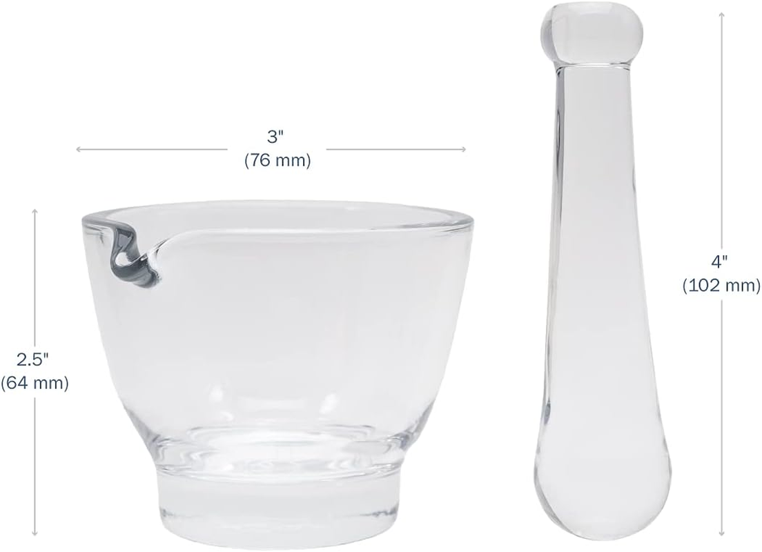 Apothecary Products Mortar and Pestle Bowl | Mixer and Grinder for Medicine | Glass | 2 Oz image number 2