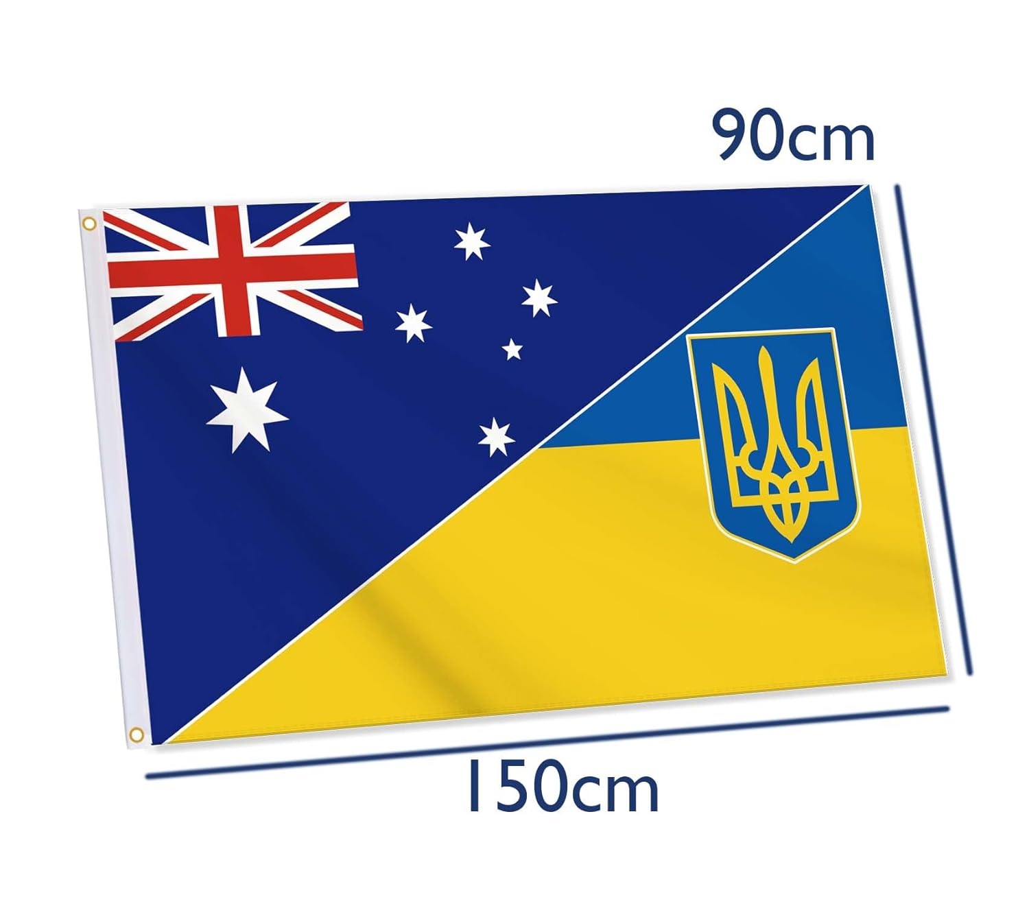 Ukraine Flag,3X5 FT Ukrainian Flag,36X60 Inch Large Digitial Double-Printed Durable 150D Thick Polyester Decorations with 2 Brass Grommet image number 3