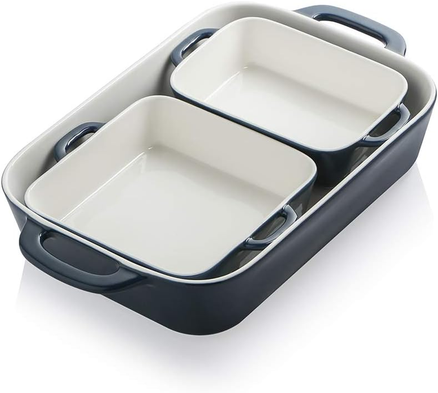 Sweejar Ceramic Bakeware Set, Rectangular Baking Dish for Cooking, Kitchen, Cake Dinner, Banquet and Daily Use, 12.5 X 8.9 Inches Porcelain Baking Pans (White)