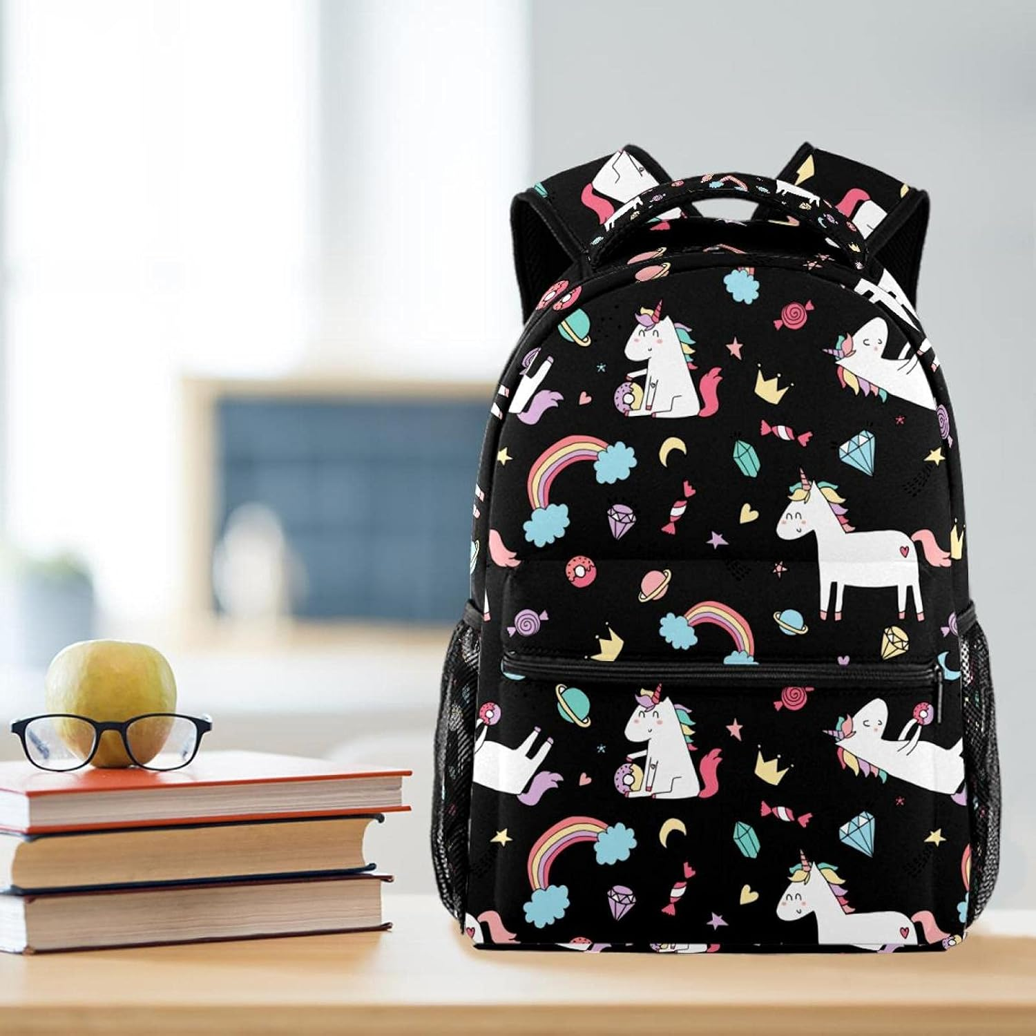 Unicorn Dreams Pattern Backpack Students Shoulder Bags Travel Bag College School Tote Backpacks image number 3