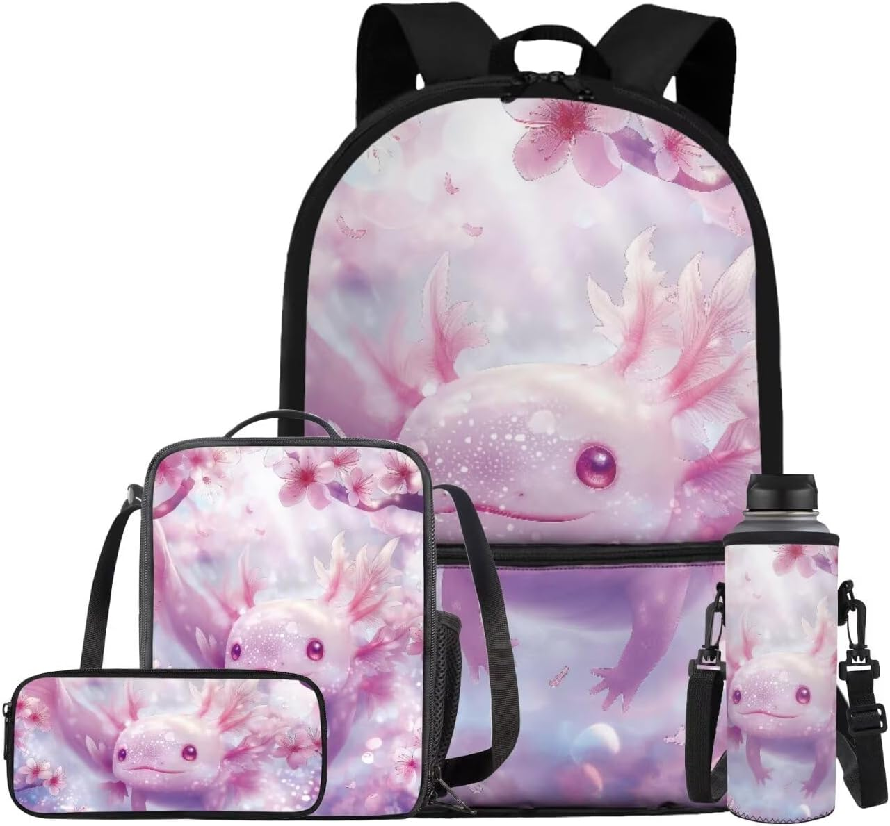 XXQGOMG Elementary School Backpack for Toddler Girls Boys School Bag and Lunch Bag Set 4 in 1