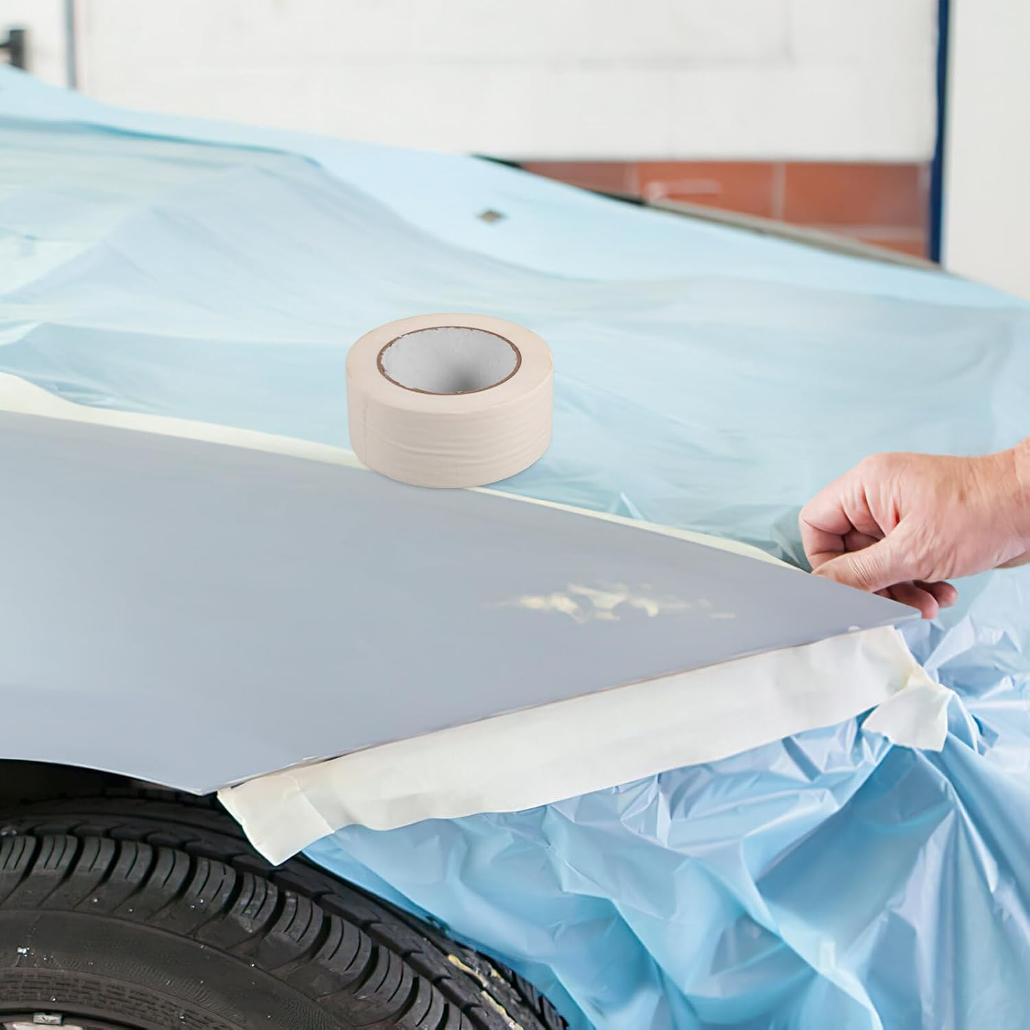 1Roll Paper Masking Tape for Automotive Painting High Temperature Resistant Writable Roll for Multiple Projects and Easy Application image number 4