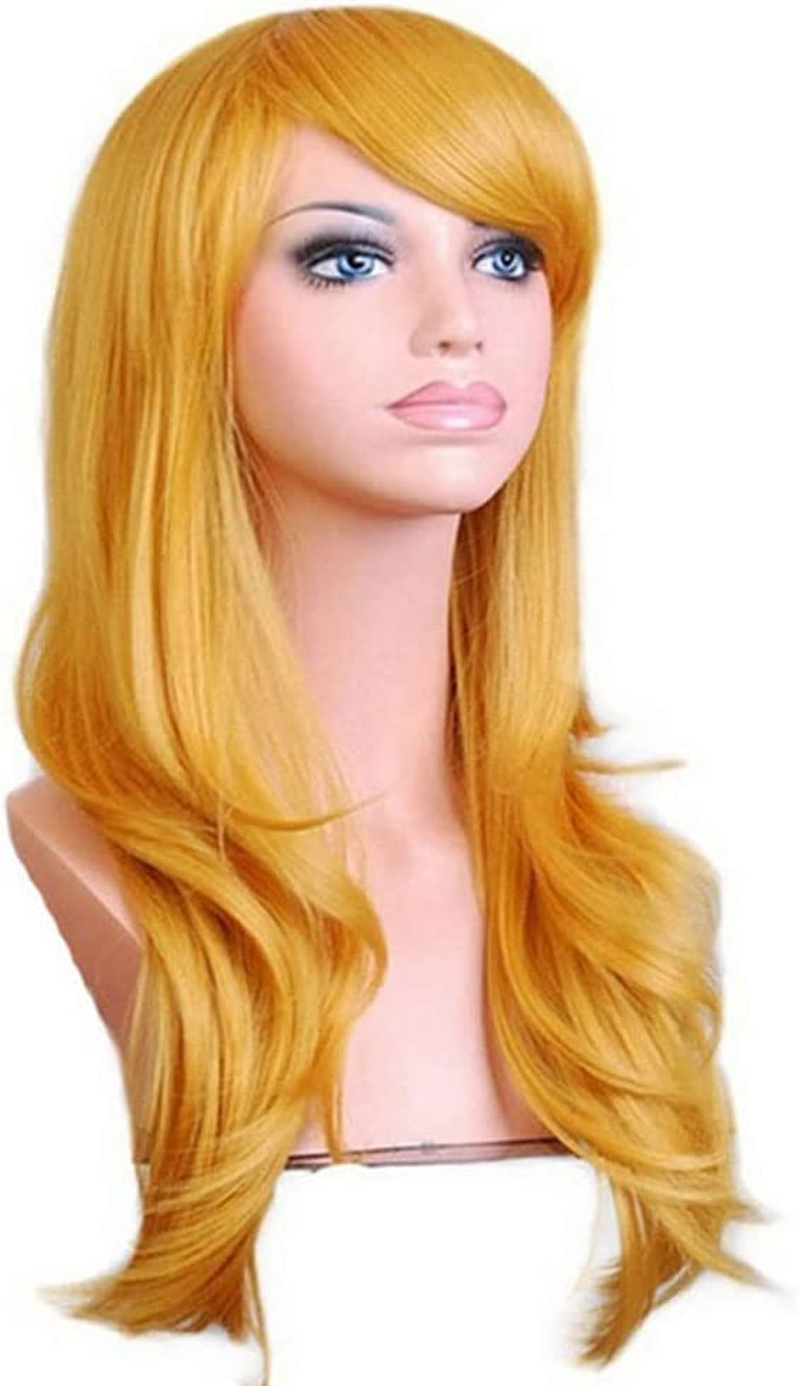 Lady Fashion 70Cm Full Curly Wigs Cosplay Costume Anime Party Hair Wavy Long Wig, 11 Colors to Choose (Yellow) image number 1