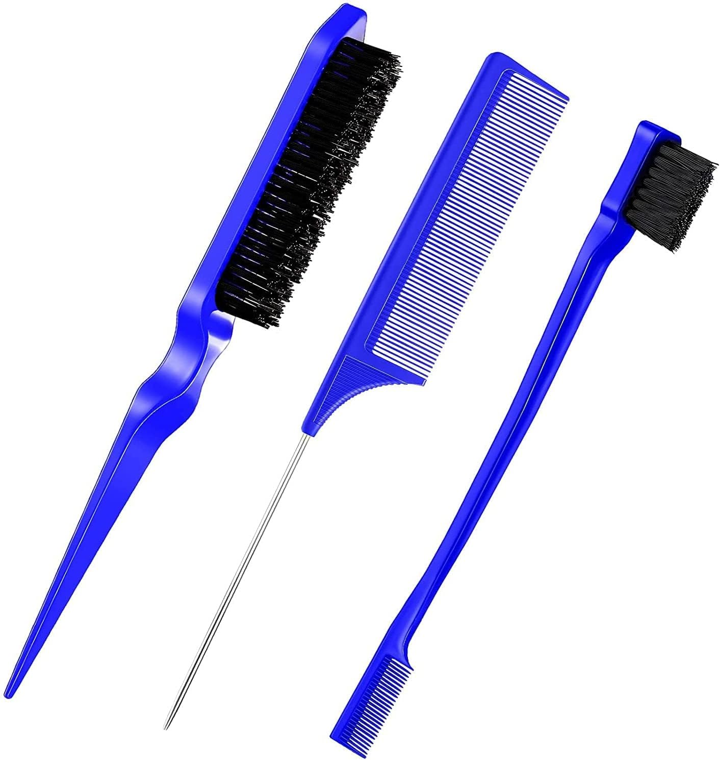 Edges Brush, Pack of 3 Sleek Bun Brush for Sleek Braid, Witbicg Teasing Brush Hair Brush Bristle Comb Baby Hair Brush Touping Brush Baby Hair Suitable for Hairdresser Lady Baby Child (Yellow)