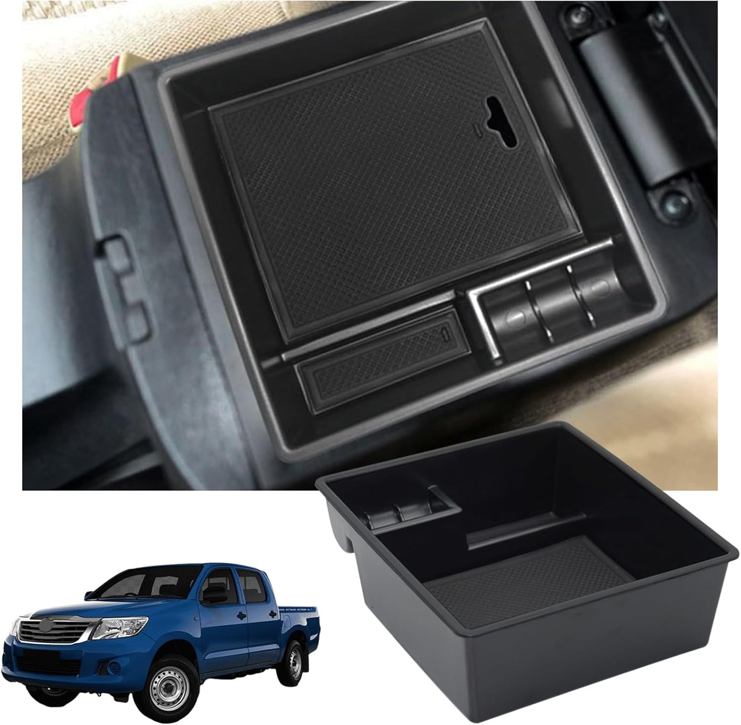 AUTOXBERT Center Console Organizer Tray Armrest Storage Box for Toyota Fortuner Hilux 2004-2015 image number 1