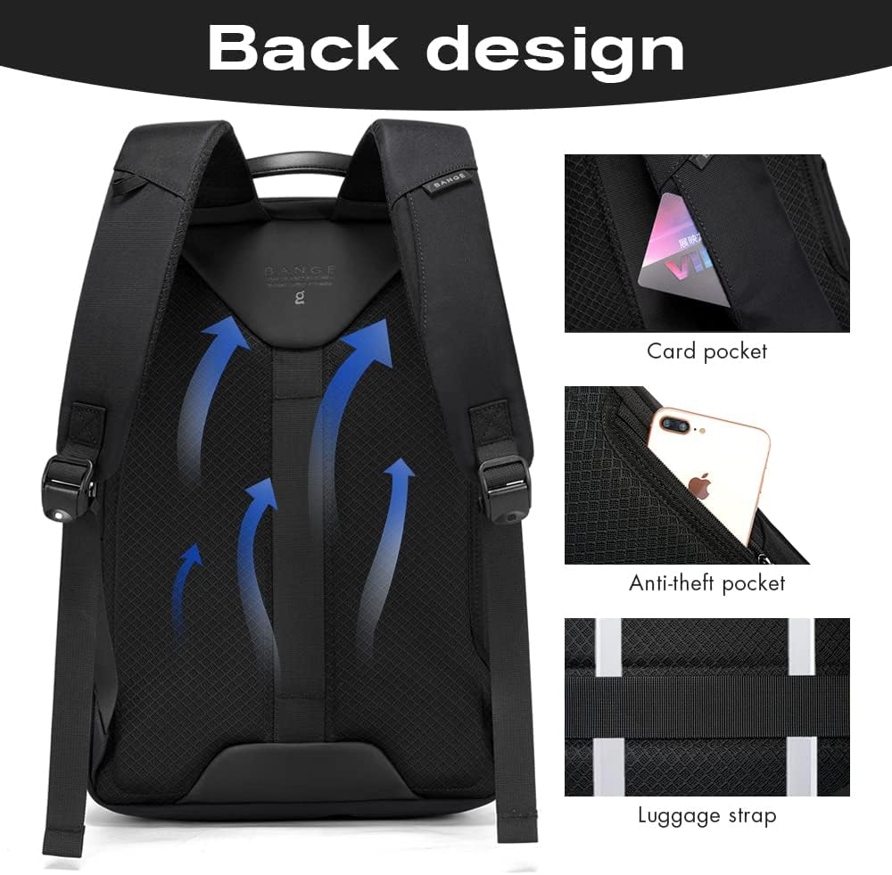 BANGE Slim Lightweight Business Backpack,Smart Work Backpack for Men and Women - Blue image number 4