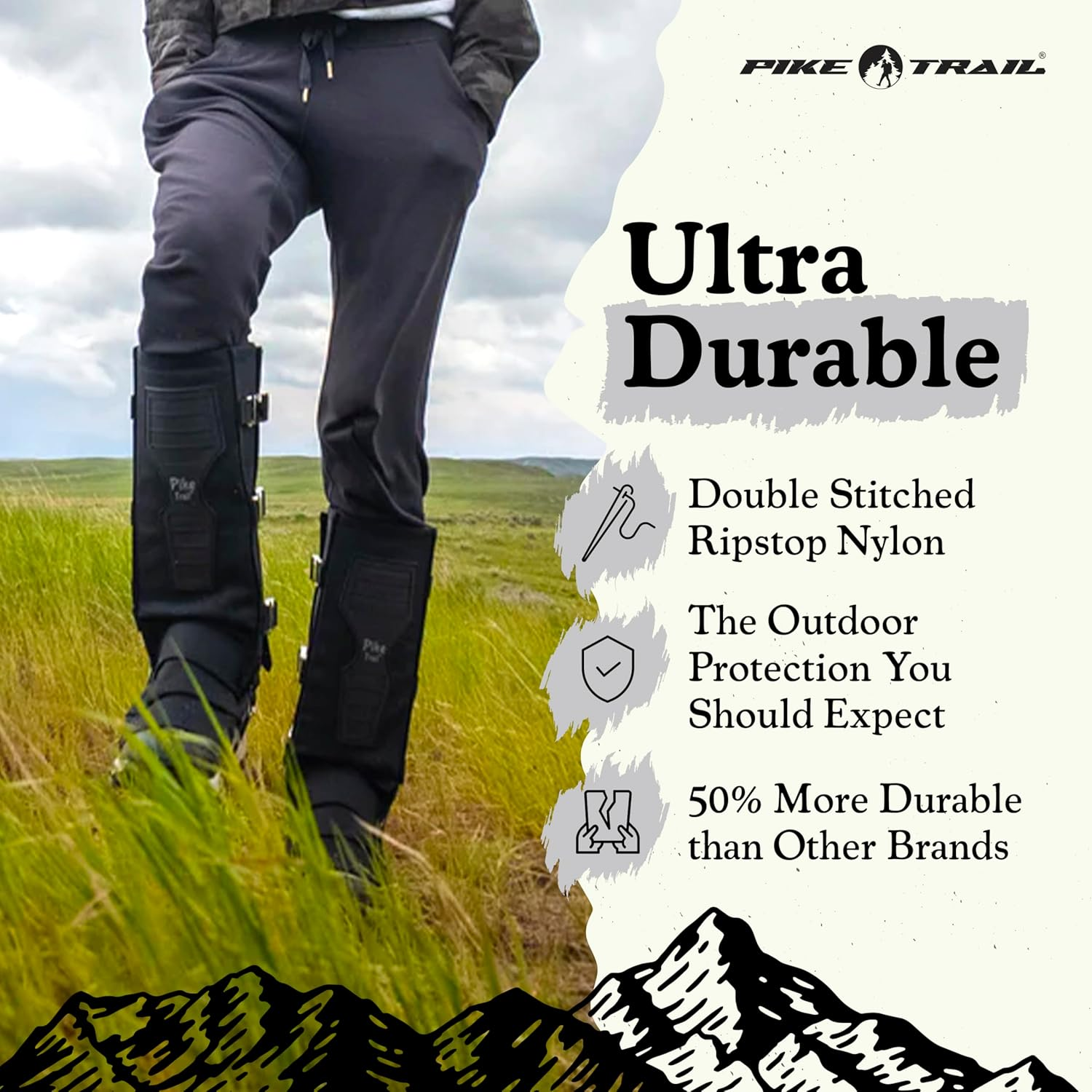 Pike Trail Snake Leg Gaiters: High Performance Protection for Hikers and Hunters - Waterproof, Bite Protective, Durable, Anti-Snake, Lower Leg Outdoor Gear - Coyote Tan image number 5