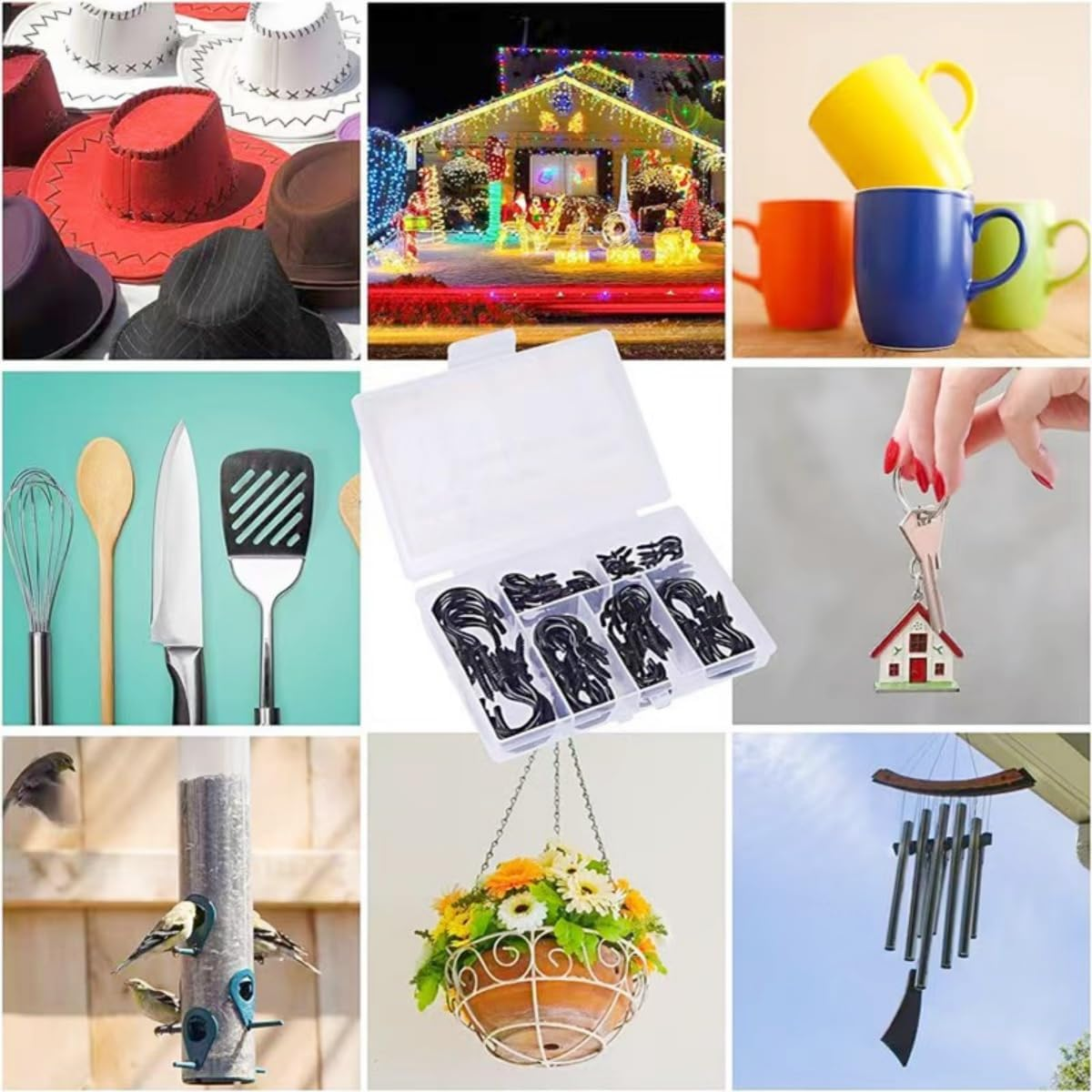 Greenlux 75Pc Black Metal Screw Hooks, Heavy Duty, Holds up to 35Lbs, Indoor/Outdoor, Wall Mount, Decorative Black, for Hanging Mugs, Lamps, Curtains, Etc. - White-12 image number 7