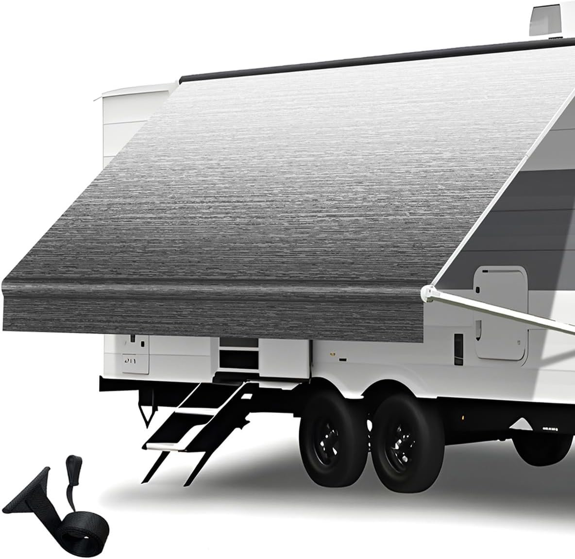 Heavy Duty RV Awning Fabric Replacement - 19.5Oz Vinyl Camper Awning - Waterproof & Uv-Resistant - Universal Canopy for Camper, Trailer and Motorhome (Gray Fade, 17Ft(Fabric 16'2"))