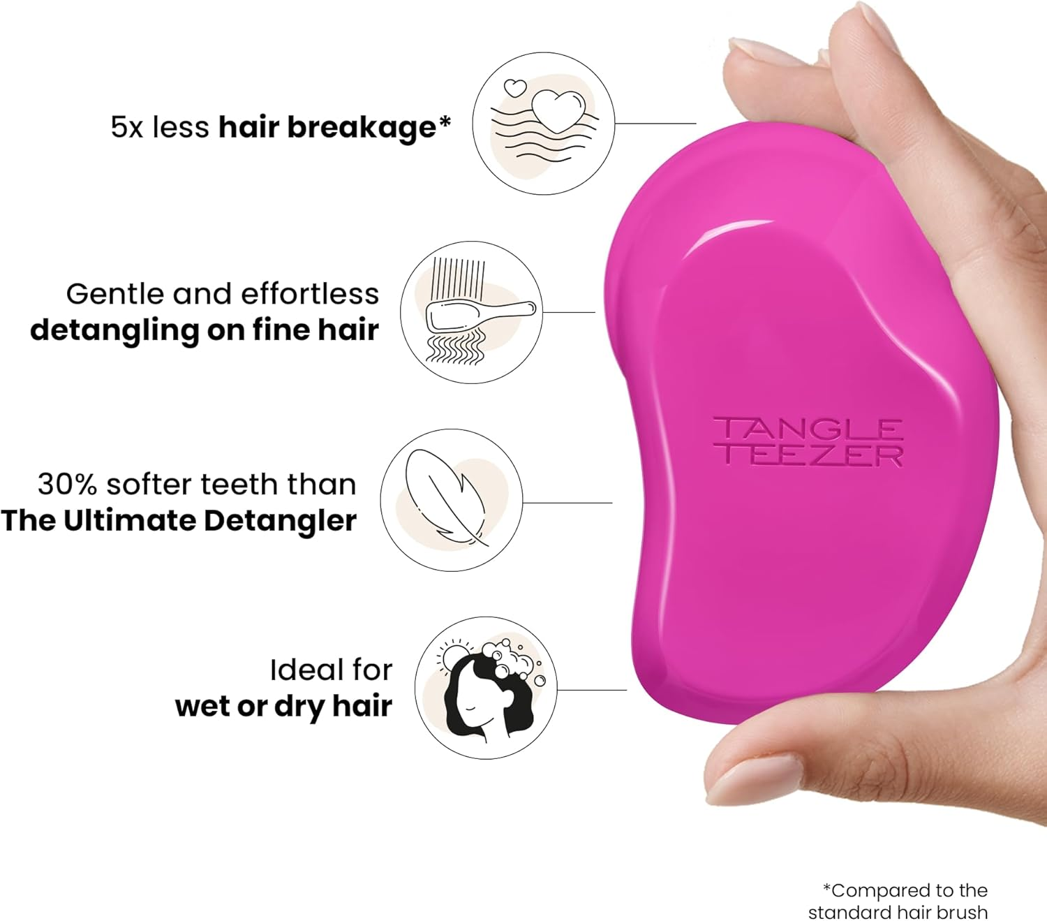 Tangle Teezer, the Fine and Fragile Detangling Hairbrush for Wet and Dry Hair, Colour Treated, Fine, Fragile Hair, Berry Bright image number 6