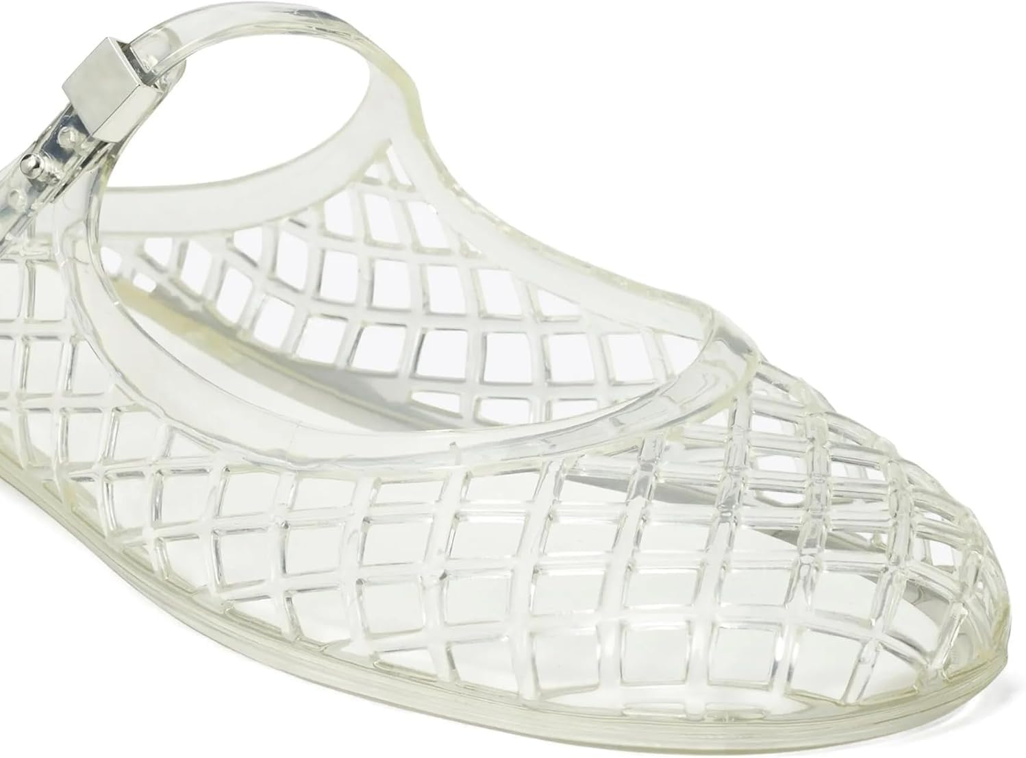 MAVMAX Clear Jelly Slide Sandals for Women Mary Jane Mules Breathable Closed Toe Flat Summer Slip on Mesh Slides for Woman