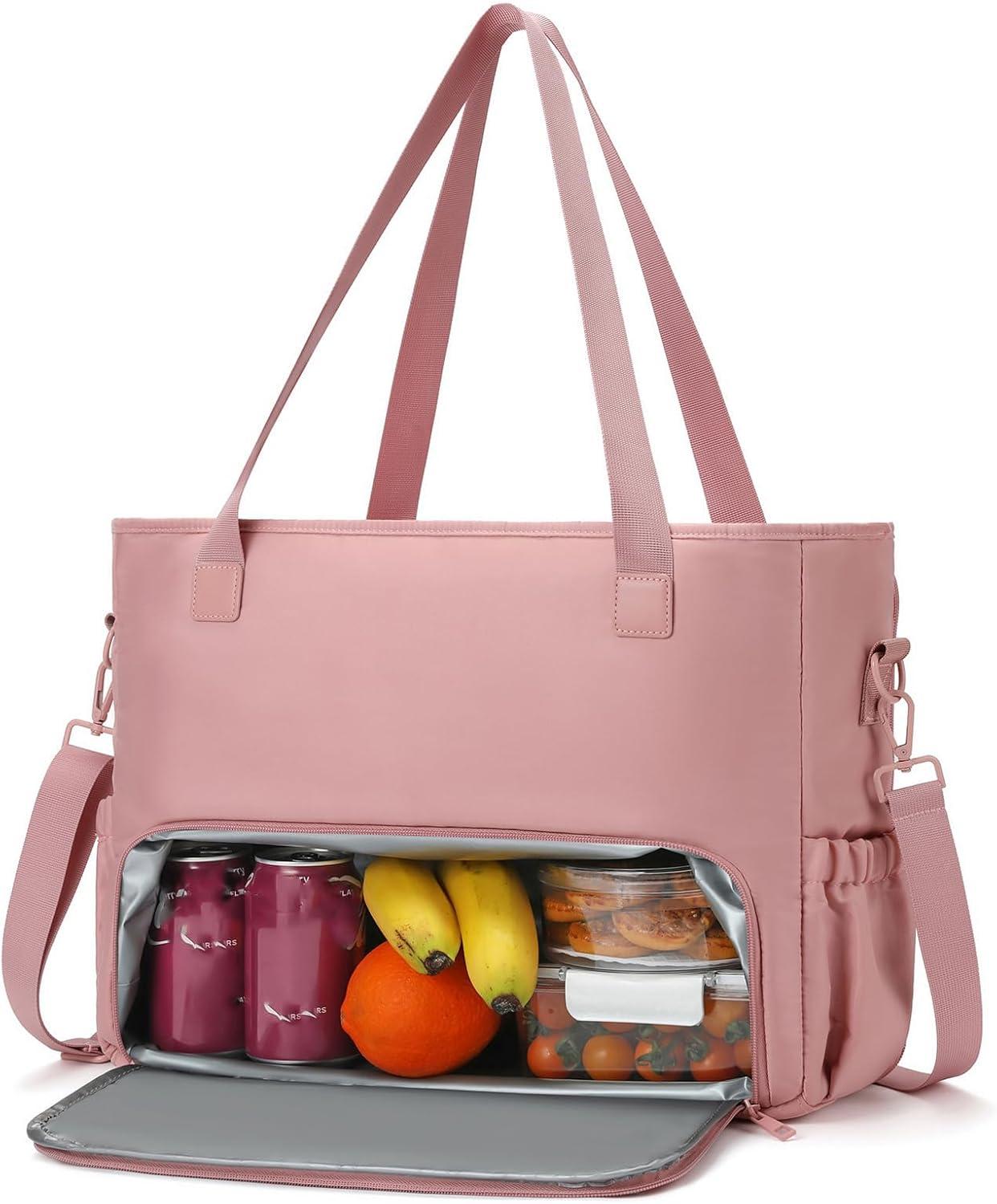 SIMTWO Lunch Tote Bag for Women, 15.6 Inch Work Bag with Lunch Compartment Insulated, Women&rsquo;S Lunch Bag Tote for Work, Versatile Nylon Lunch Box for Office, Travel, Teacher, Beach, Camping