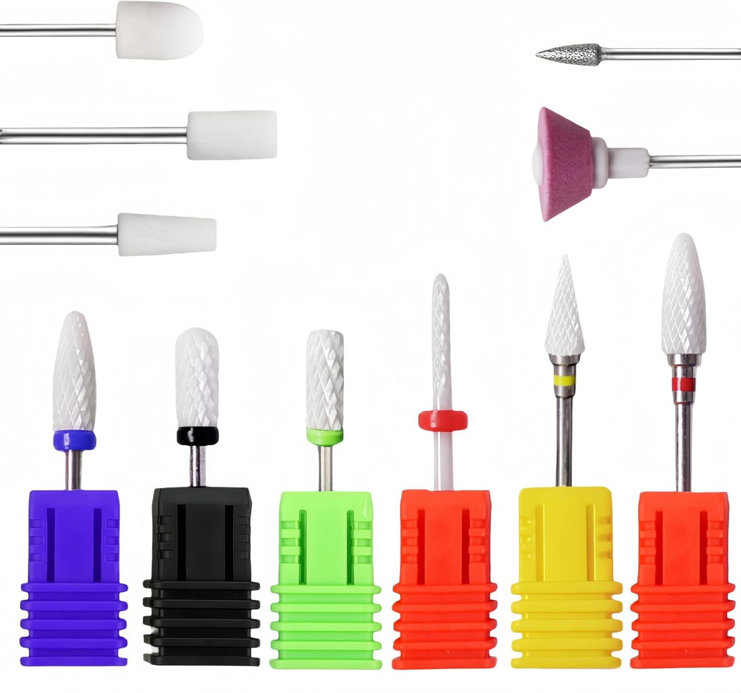 11 Pcs Professional Ceramic Nail Drill Bits Set，For Acrylic Gel Nails, Cuticle Care, Filing & Polishing, Fits Most Efile Machines image number 2
