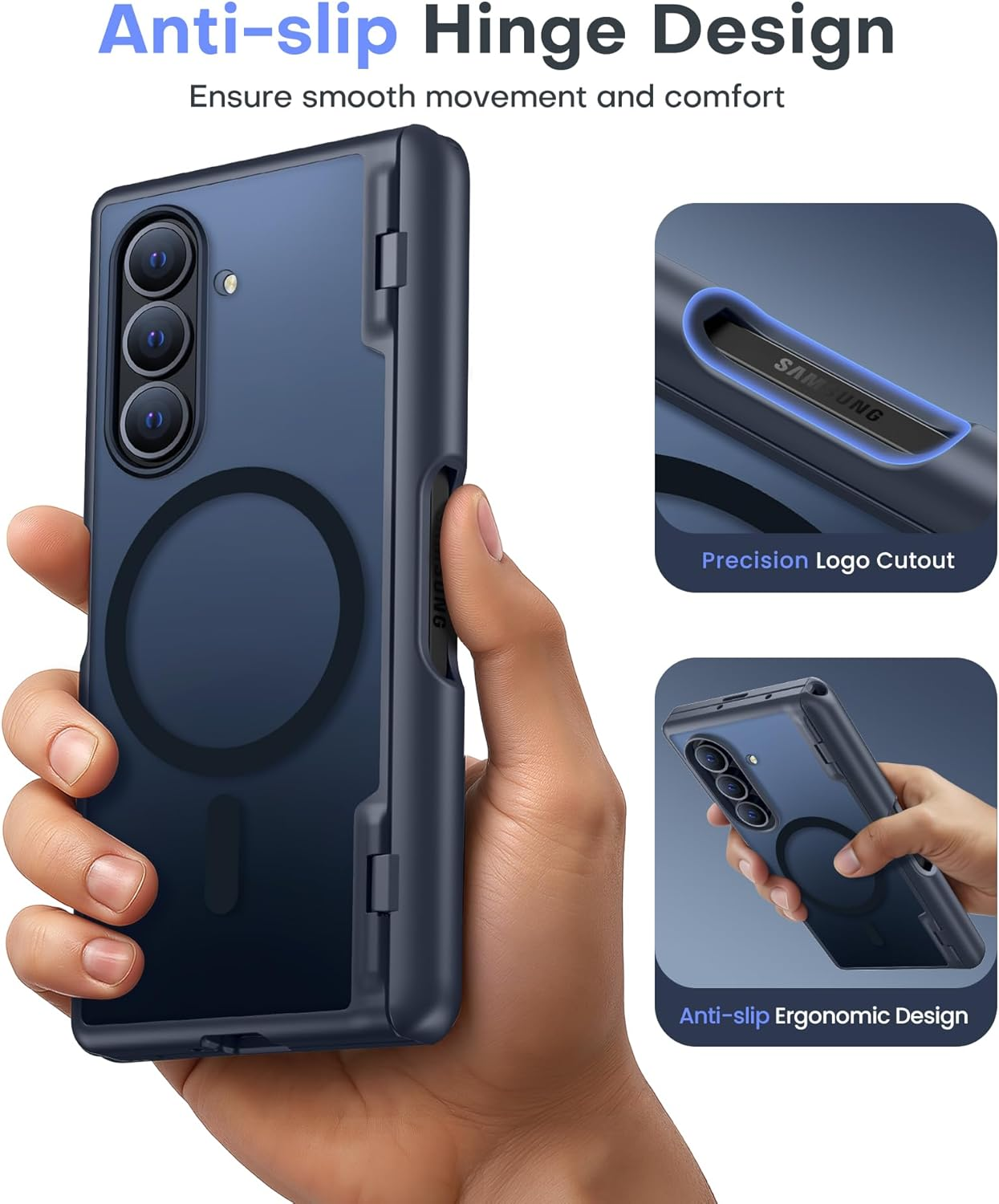 MOBOSI Magnetic for Z Fold 7 Case with Screen Protector, Compatible with Magsafe, Full-Body Coverage Hinge Protection, Shockproof Rugged Slim Phone Case for Samsung Galaxy Z Fold7, Privacy Black image number 3