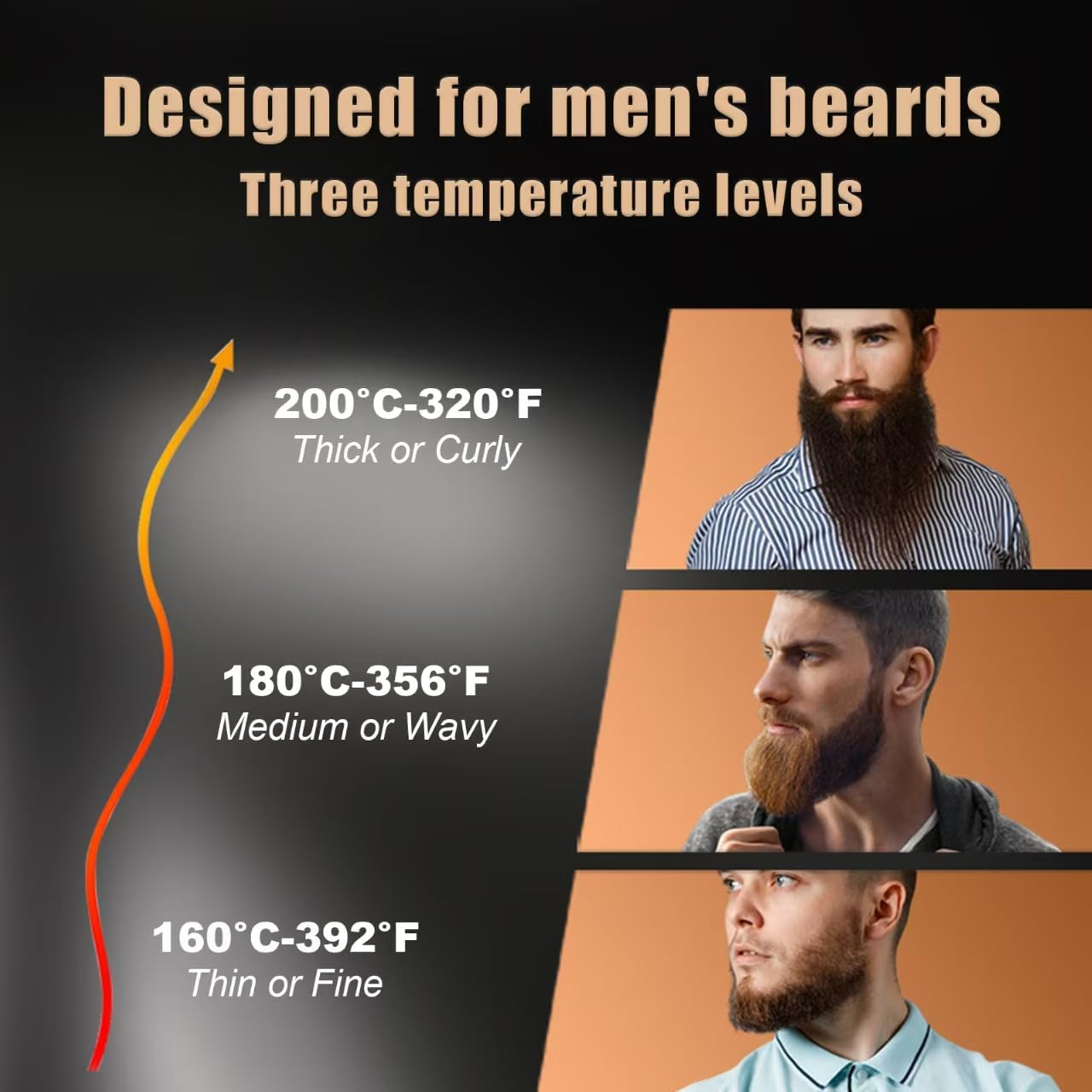 Hair Straightener Brush, Hair Iron with Built-In Comb,Wireless Heated Beard Straightener Comb with Ionic Technology, 3 Temperature Settings, Anti-Scald, Portable for Home Travel,Hair Straightener That Reduces Styling Time (Black Gold) image number 6