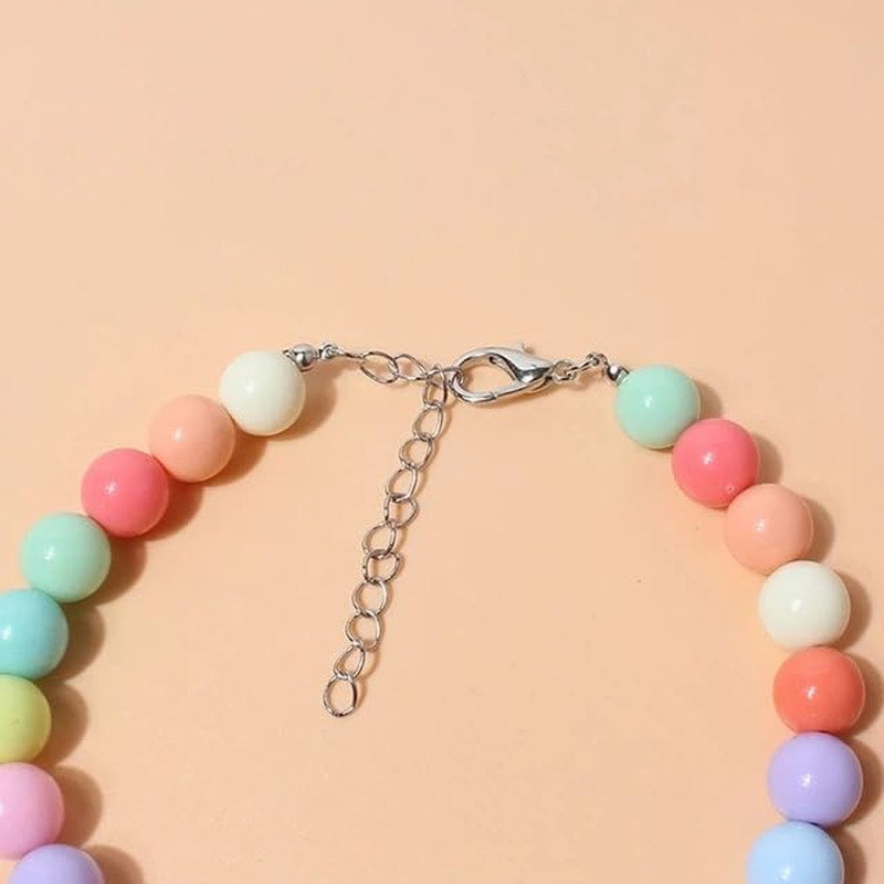 Colorful Beaded Dogs Necklace with Adjustable Extension Chain, Pet Fashion Necklace Jewelry Accessories for Cats and Dogs (Style1, L)