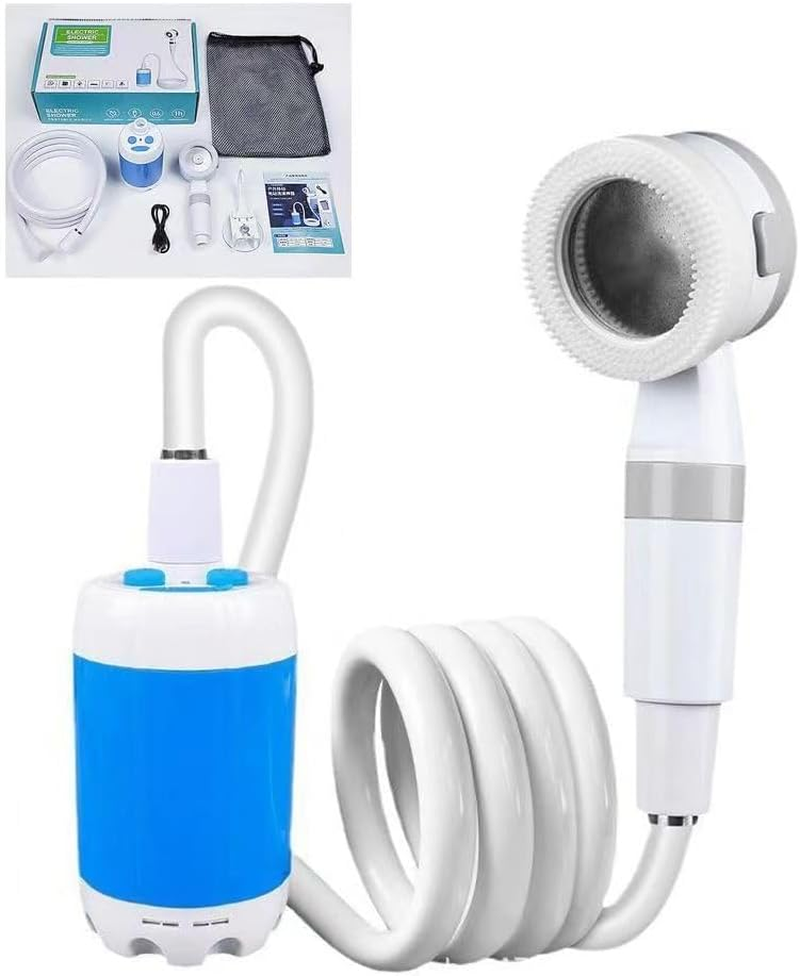 Portable Camping Shower Pump, Rechargeable Outdoor Shower Head Sprayer, Pumps Water from Bucket. Experience Refreshment Anywhere, Perfect for Camping, Hiking, Travel, Car Washing & Pet Cleaning