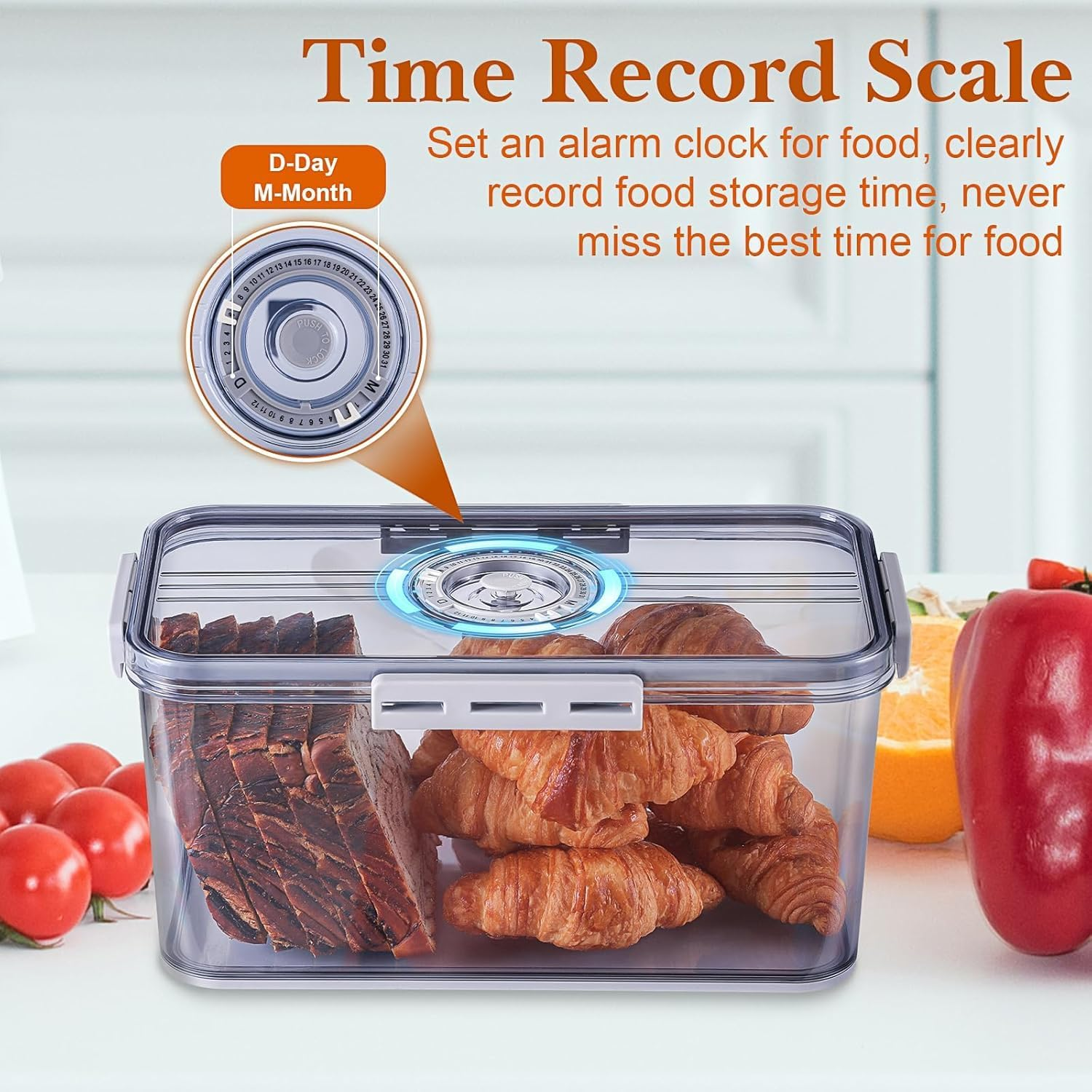 Bread Box for Homemade Bread, Bread Boxes for Kitchen Counter Airtight, Time Recording Bread Storage Container with Lid, Bread Containers Storage Airtight Loaf Bread Keeper, Grey image number 3