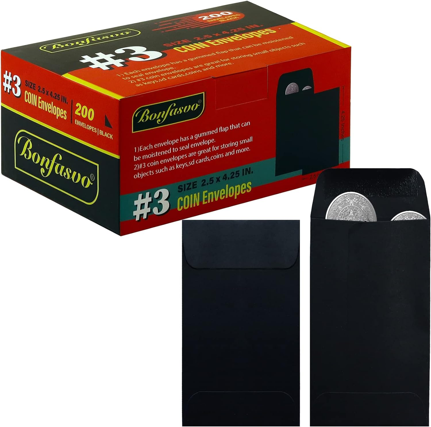 200 Pack #5 Kraft Coin Envelope 3.125 X 5.5 Inches Kraft Envelopes Classic Small Parts Envelopes with Self Adhesive Gummed Flap for Coins Cash Credit Cards Seeds