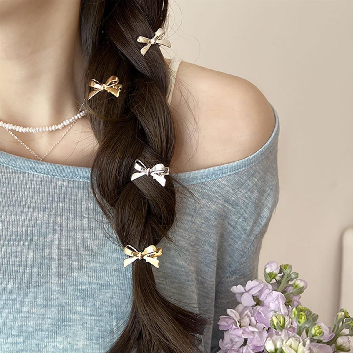 12Ps Women'S Small Mini Butterfly Knot Shape Duckbill Hair Clips for Styling Hair Thick & Thin Clips