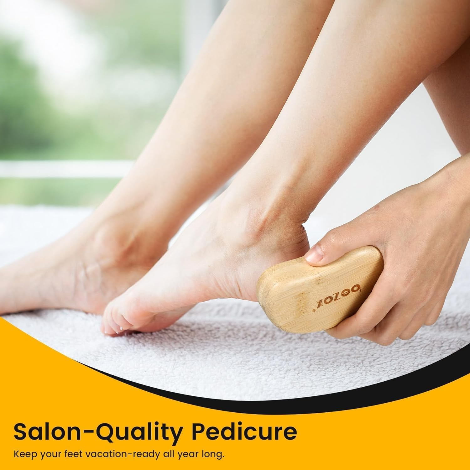 BEZOX Glass Foot Scrubber Shower(1 PCS) - Nano-Glass Pedi Egg Pumice Stone for Feet Dead Skin, Plastic-Free Pedicure Foot File Callus Remover - Bamboo Handle image number 4