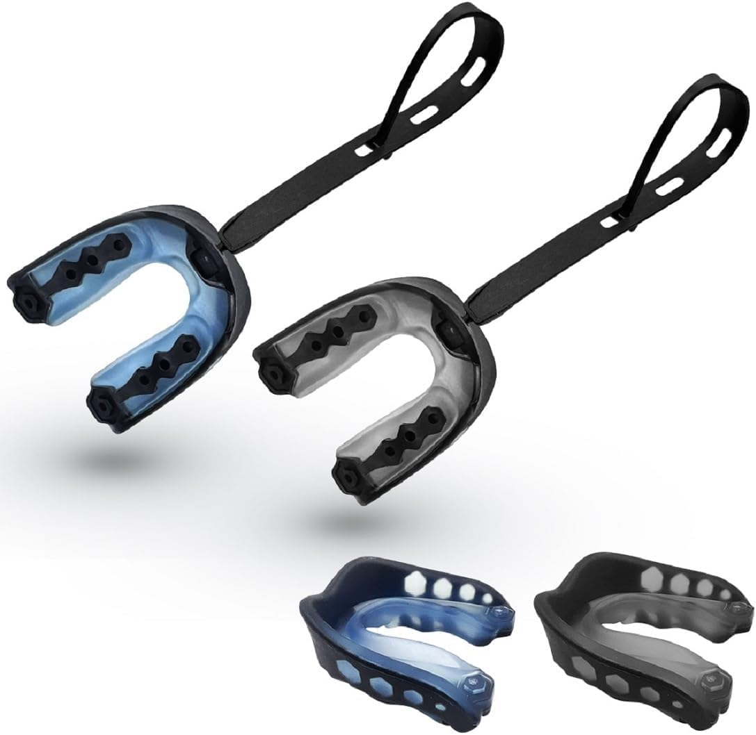 2Pcs Football Mouth Guard, Sports Mouth Guard Football Mouthpiece Youth Mouth Guards with Strap Mouthguards for Youth and Adult Athletes, Boxing, Lacrosse and Hockey