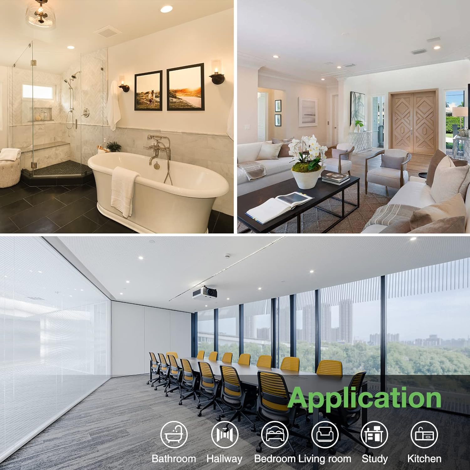 ALUSSO 12W LED Recessed Ceiling Light Dimmable IP44 Spotlight,3000K 4000K 5700K, 90-100Mm Cutout,Suitable for Bathroom,Bedroom,White, Pack of 10 image number 4