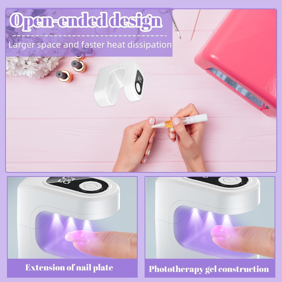 Tomedeks 1 X Mini UV Lamp for Gel Nails, Small UV Nail Lamp, Portable, 2 Timer Modes, Nail Dryer for Gel Nail Polish, Gel Nail Polish Dryer, White image number 3