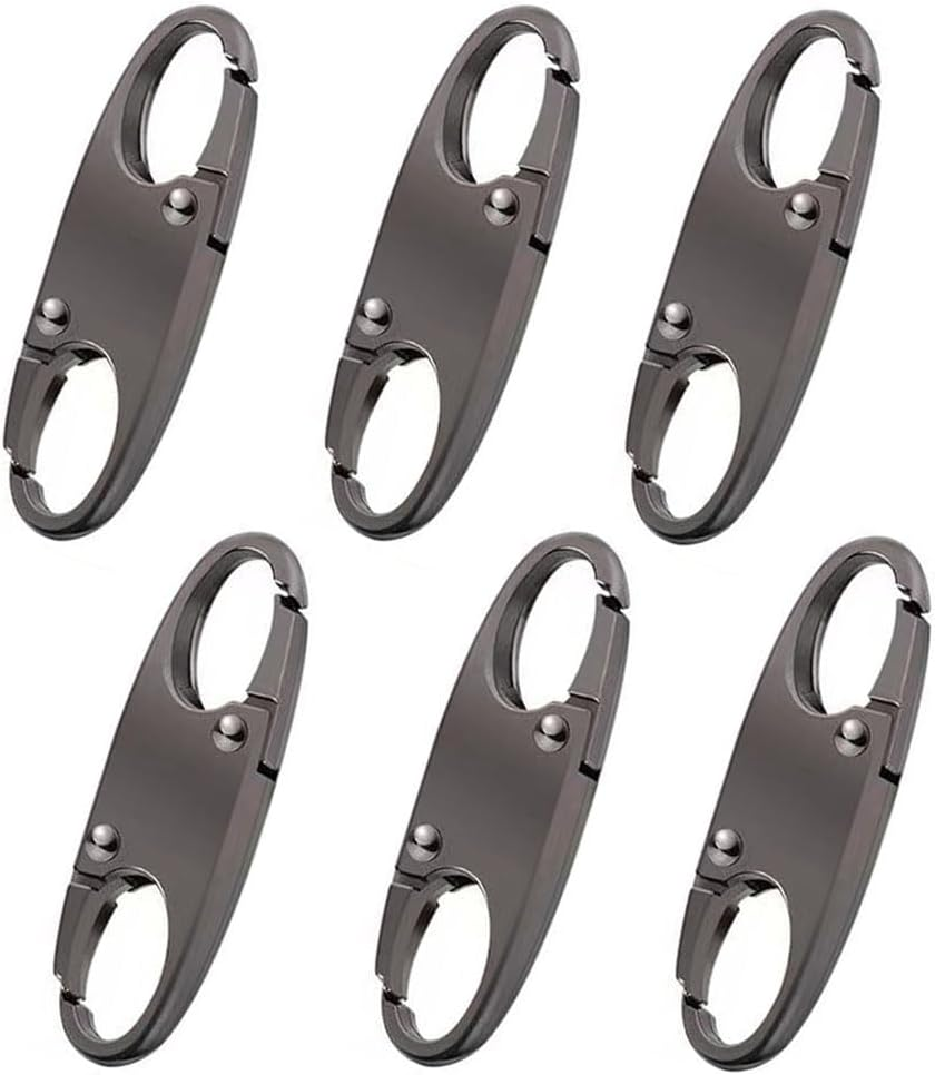Naisfei 6 Pcs Zipper Clip Theft Deterrent, Zipper Locks for Backpacks, Double Opening Zipper Pull Tab, Keychain Key Holder for Backpacks,Clothing, Suitcase,Purse Closed (Gun Black) image number 2