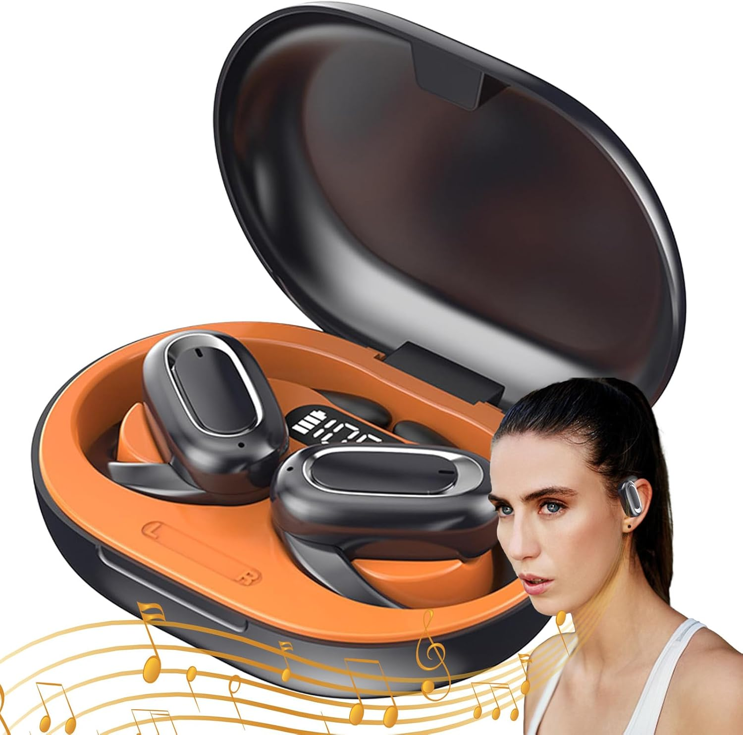 Wireless Bone Conduction - Mini Clip Headset, Earring Style Audio | Secure Fit Wireless Frame, Ultra-Compact Microphone Enabled Technology Gym Workouts Jogging Travel Commuting Urban Listening image number 2