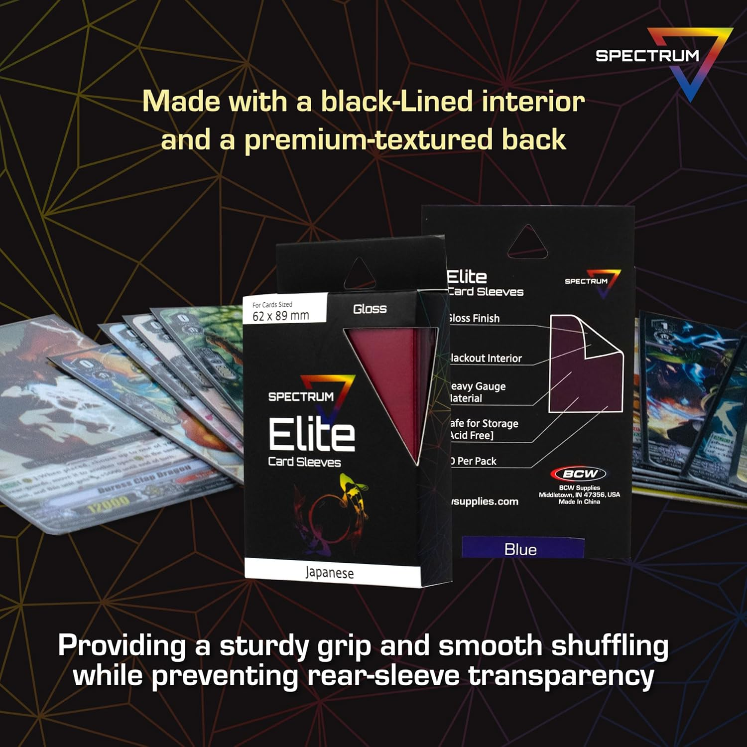 BCW Elite2 Small Deck Guard, Black, 60 Sleeves - Red image number 3