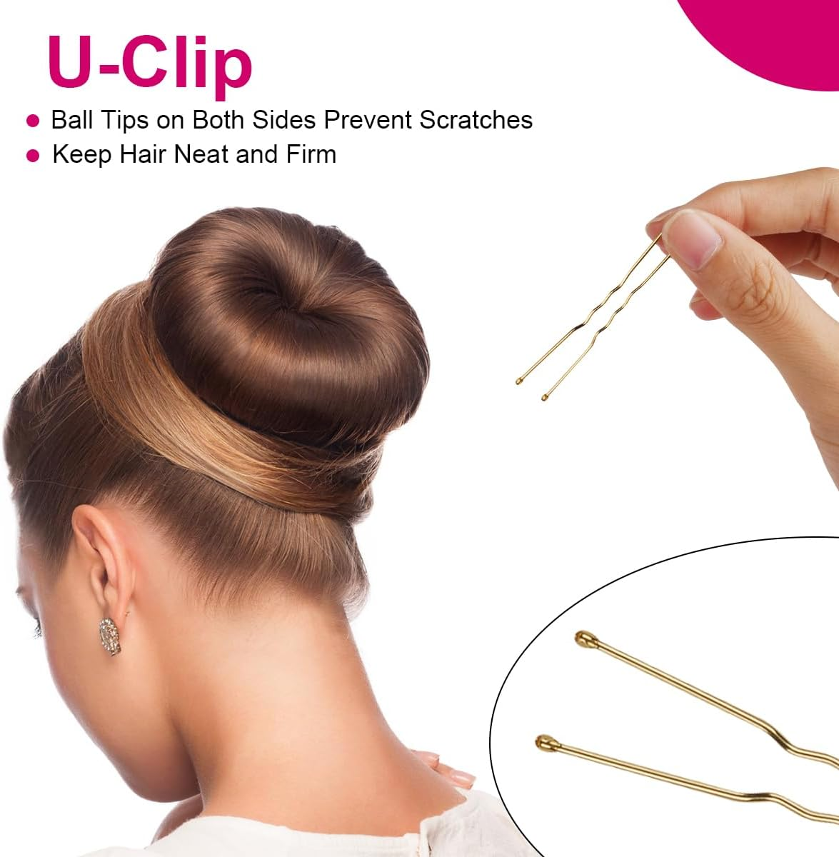 URAQT Hair Donut Bun Maker Set, 4 Pcs Ring Style Donut Bun Shaper with 30 Hair Pins, Blonde Chignon Doughnut Bun Hair Accessories for Girls Kids Women DIY Chignon Hair Styles image number 4