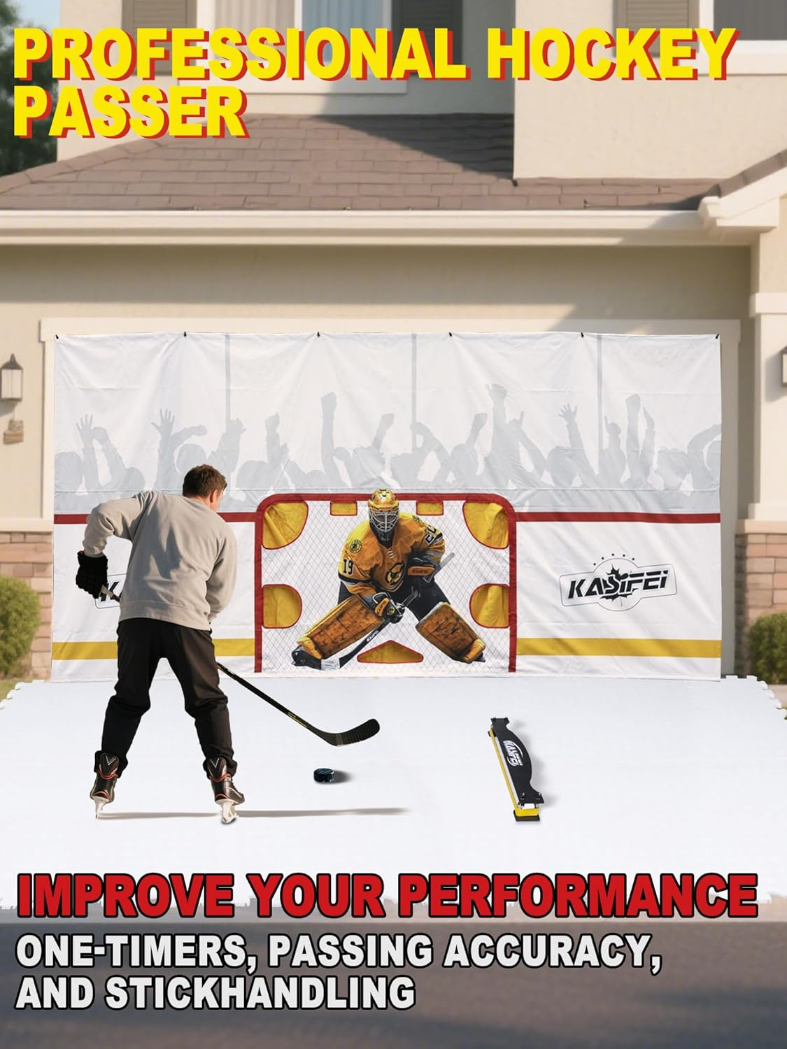 Kasifei Professional Hockey Training Passer, Heavy Duty Steel Puck Rebounder, Shooting and Passing Practice Aid image number 3
