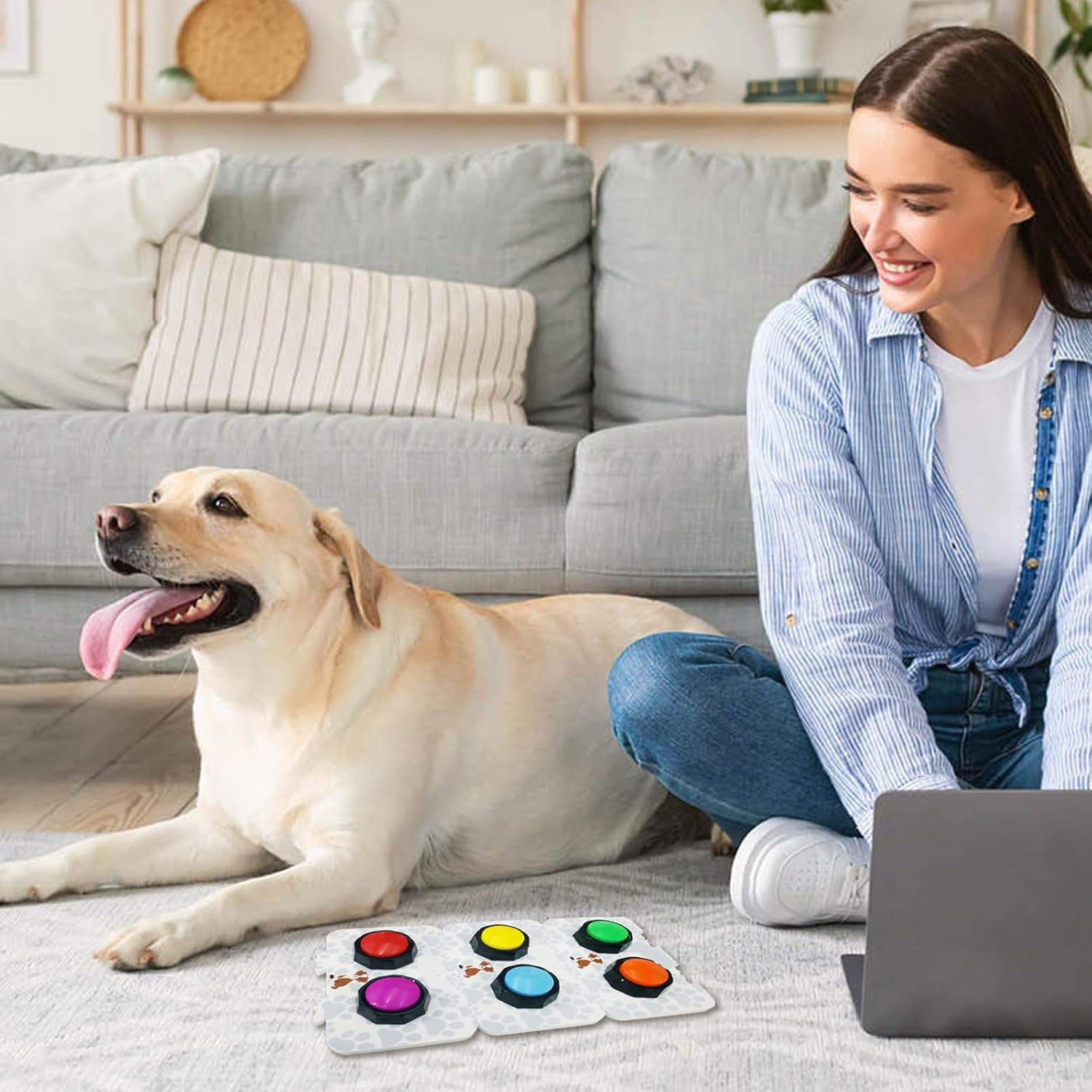 Dog Talking Button Set, Recordable Button Dog Training Buttons, Dog Buttons for Communication and Voice Recordings Buzzer 30 Sec Record and Playback Sound Cat Buttons for Communication(#1) image number 1