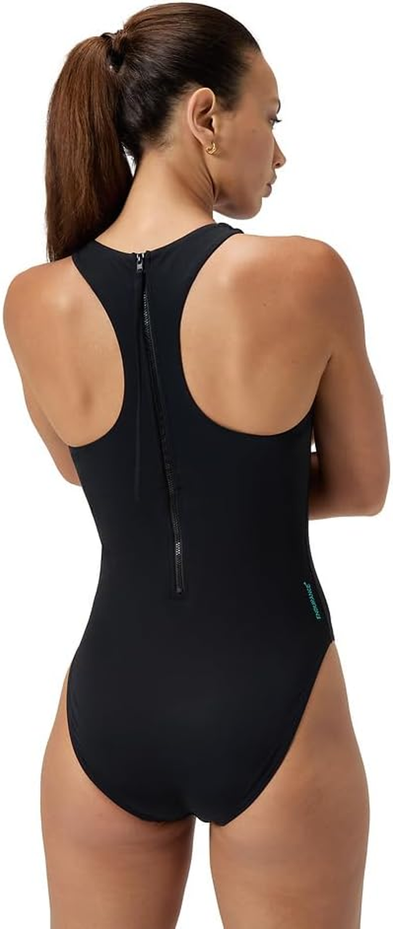 Speedo Women'S Racer Zip Swimsuit with Built in Swim Bra image number 1