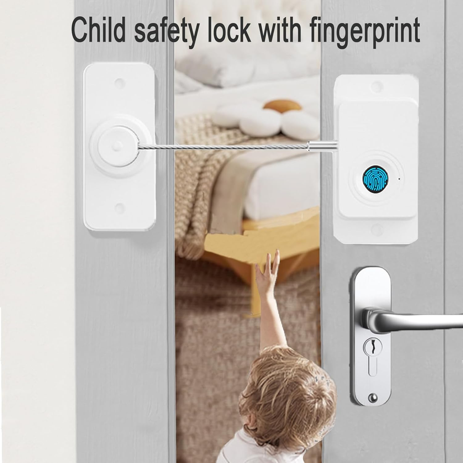 CMNGJ Child Safety Lock with Fingerprint Unlock, Smart Cabinet Lock One-Touch Fingerprint Unlocking, Easy-To-Use and Secure for Home, Office, Perfect for Cabinets, Drawers, Liquor, Cupboard image number 4