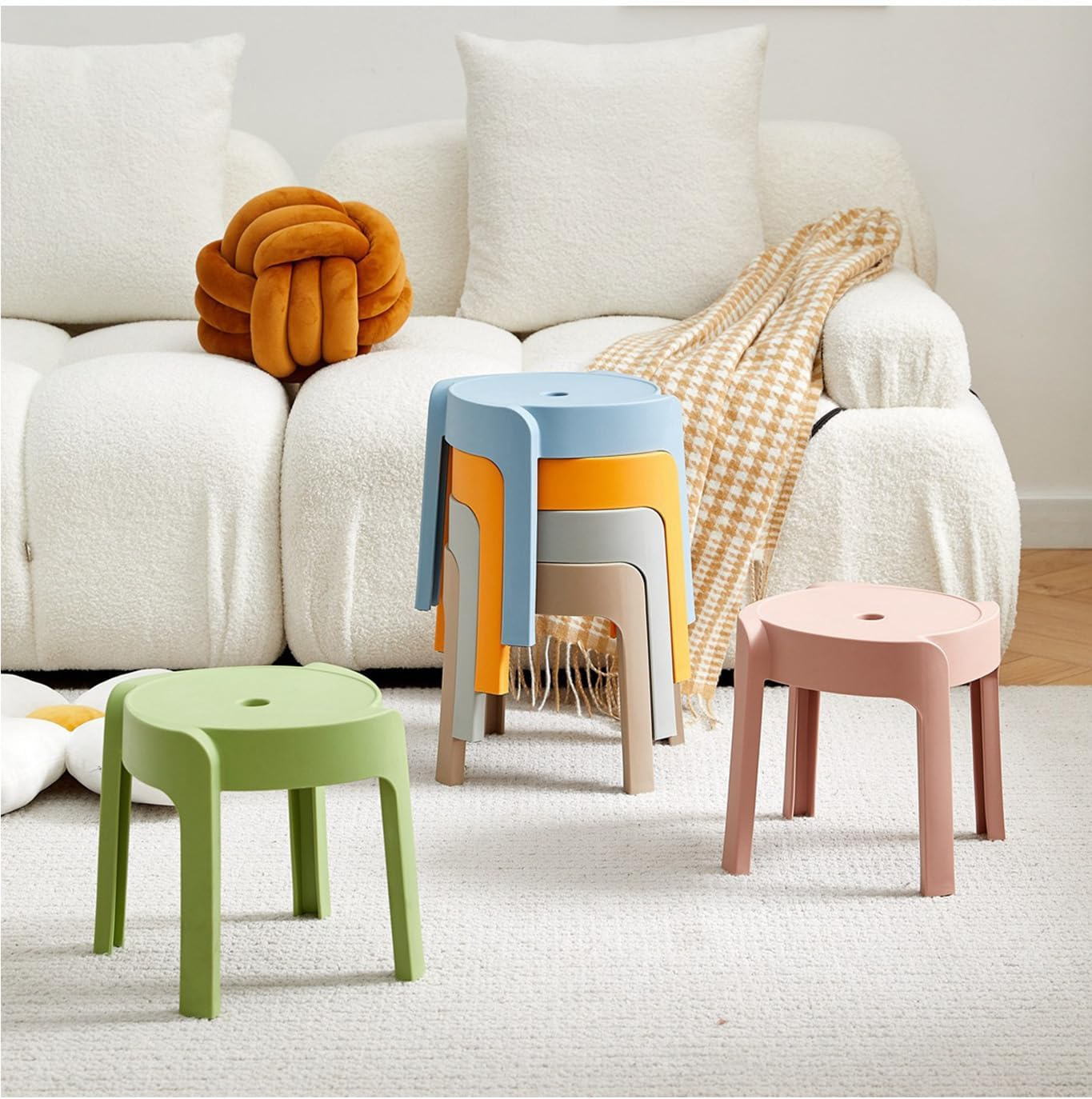 Small Stool under Desk Stable Comfortable Non Slip Ergonomic Kids Stool for Sitting Children Seat for Home Kitchens, Living Rooms, and Bathrooms (Pink) image number 2