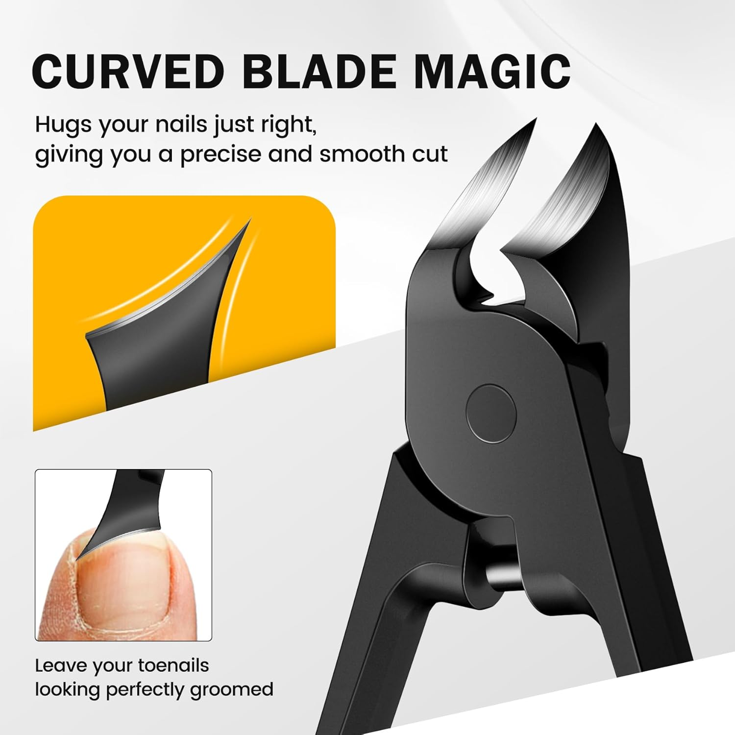 BEZOX Thick Toe Nail Clippers - Comfortable Rebound Thick Spring Toenails Clipper for Thick Nails for Seniors, Precision Fingernail Clippers for Men and Women - Black - Silver image number 3