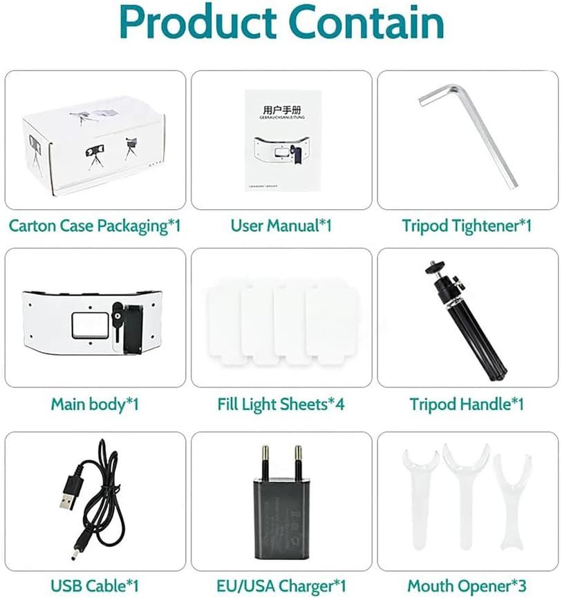 SUZLAZYR Mobile Dental Photography Light, Dentistry LED Oral Filling Light with 20 Lamp Beads, 6000-6500K Adjustable, Dental Photography Aid Kit for Home Salon image number 3