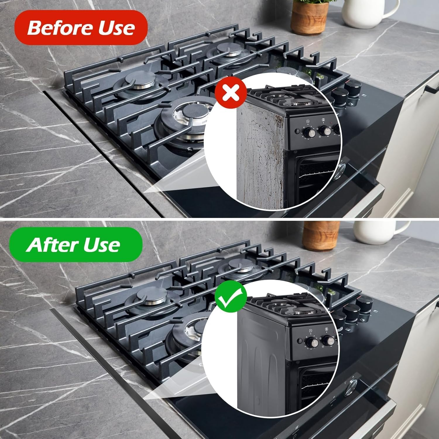 2PCS Stove Gap Covers, Steel Stove Gap Fillers Retractable, Stove Gap Guard, Stove Counter Gap Cover, Stove Side Gap Covers, Retractable Length 13.8 to 27.5In for Kitchens Stoves