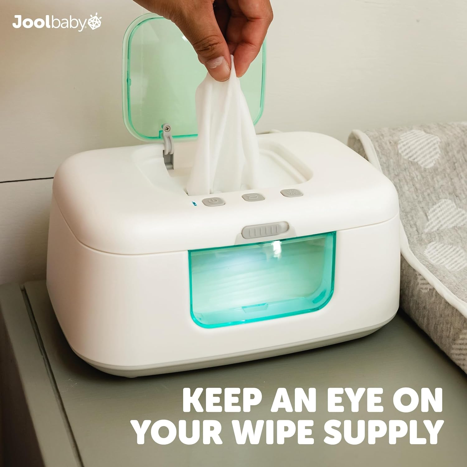 Tinybums Baby Wipe Warmer & Dispenser with LED Changing Light & On/Off Switch - Jool Baby (Aqua) image number 6