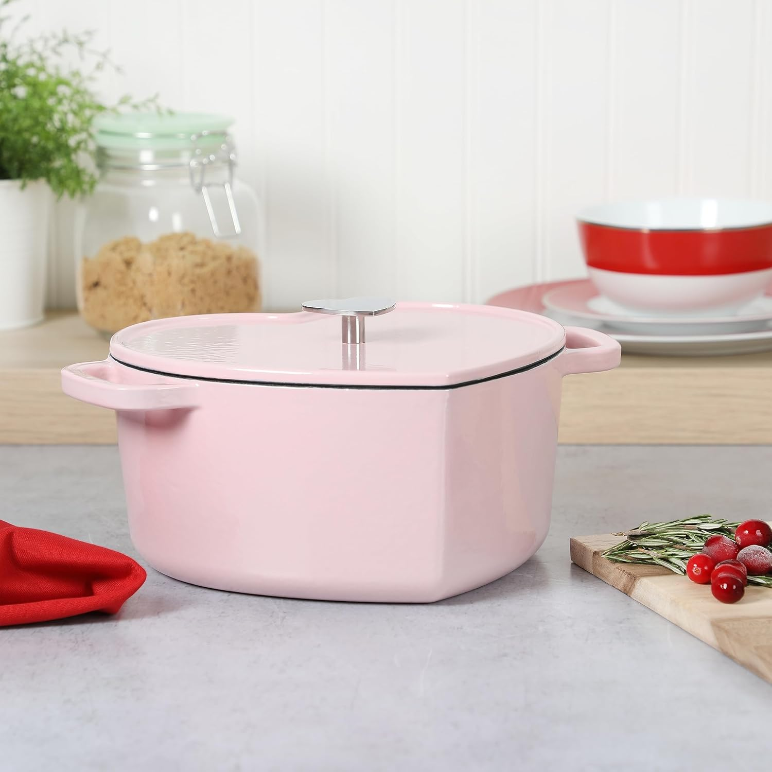 Martha Stewart Heart Shaped 4-Quart Dutch Oven - Pink image number 2
