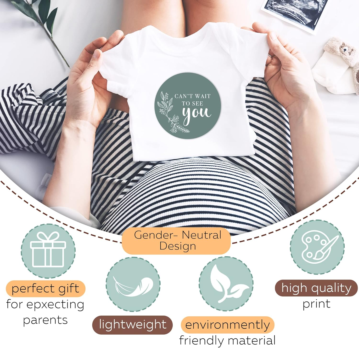 Pregnancy Weekly Milestone Signs 24 Pack, Weekly Baby Bump Stickers Baby Shower Pregnancy Gifts for First Time Moms, Gender Neutral Pregnancy Photography and Announcement Cards image number 2