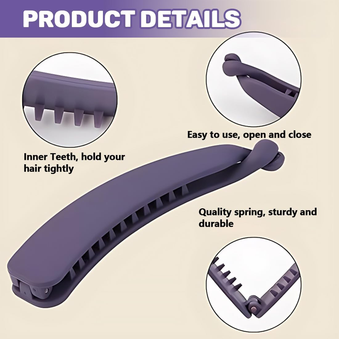 Pack of 4 Ponytail Hair Clip Colourful Banana Hair Clip Large Non-Slip Banana Clip Women for Women and Girls 4 Colours Banana Clip Bird Nest Hair Clip Banana Clip Hair image number 1