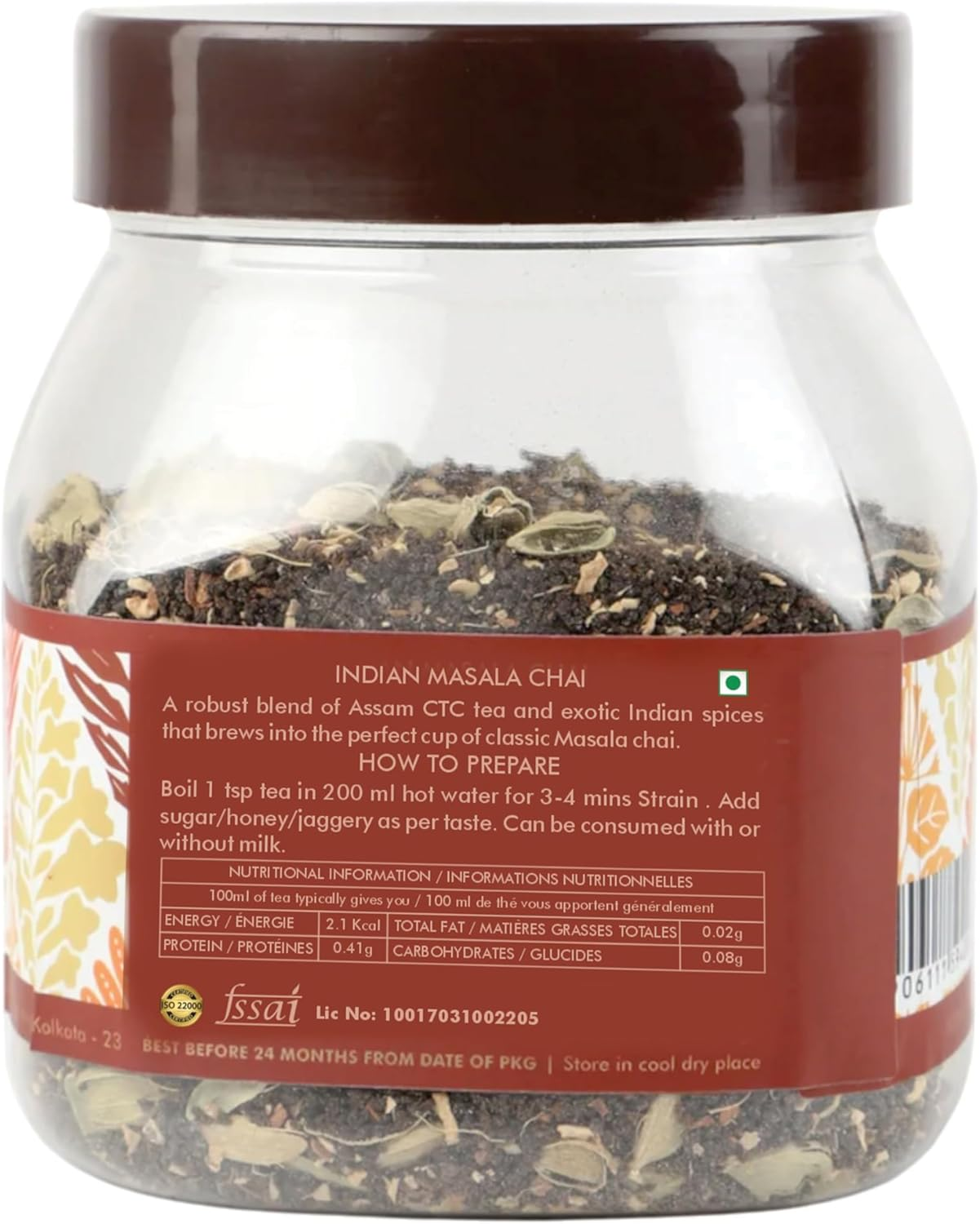 Octavius Masala Chai - 250 Gm Jar | 125 Cups | 100% Natural Spices | Masala Tea | Black Tea | Rich Taste & Aroma | Premium and Refreshing Spiced Tea