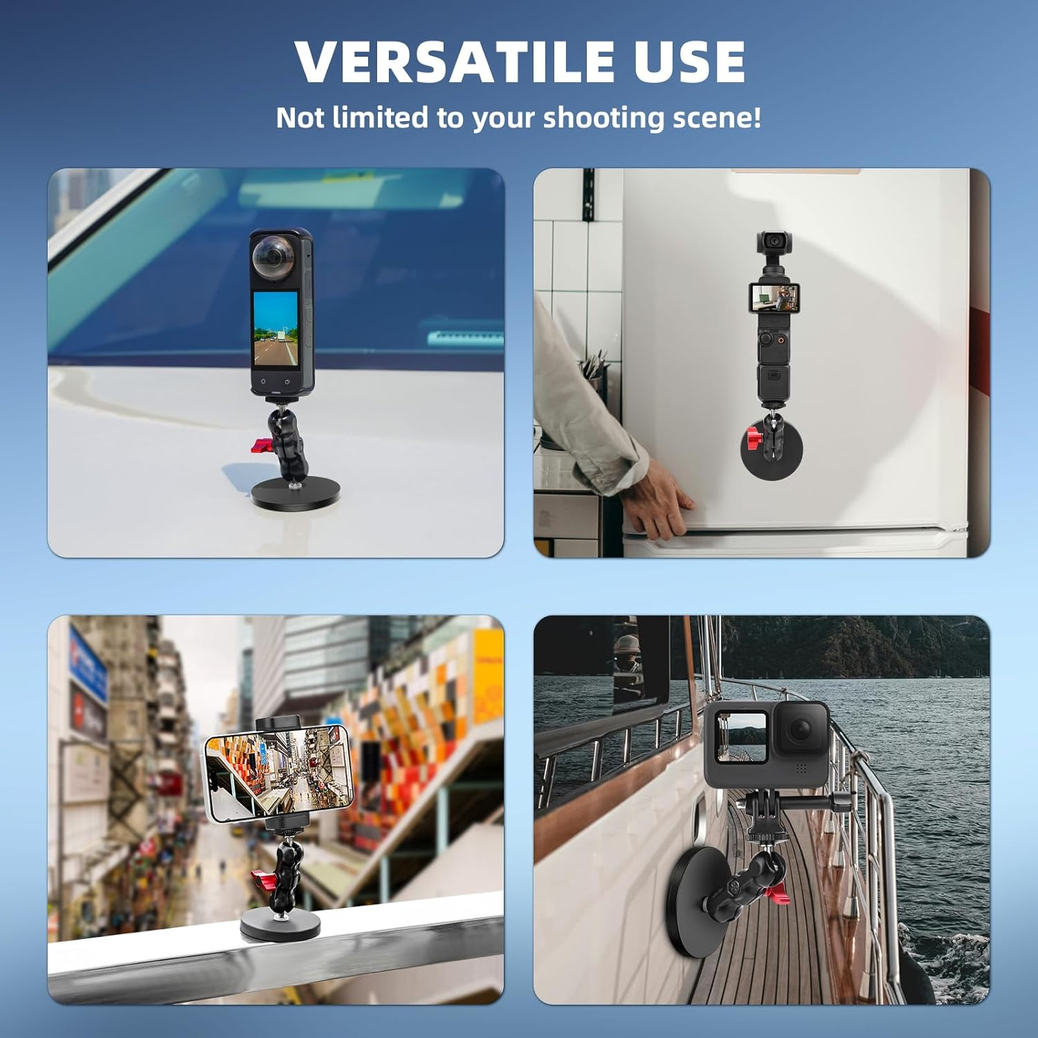 Flymile Magnetic Camera Mount Base for DJI Osmo Action 5 Pro 4 3/Pocket 3,Magnetic Rubber Coating Car Holder, 360&deg;Adjustment Magnetic Stand for Gopro,For Insta360 X5/X4,For AKASO Accessories image number 4